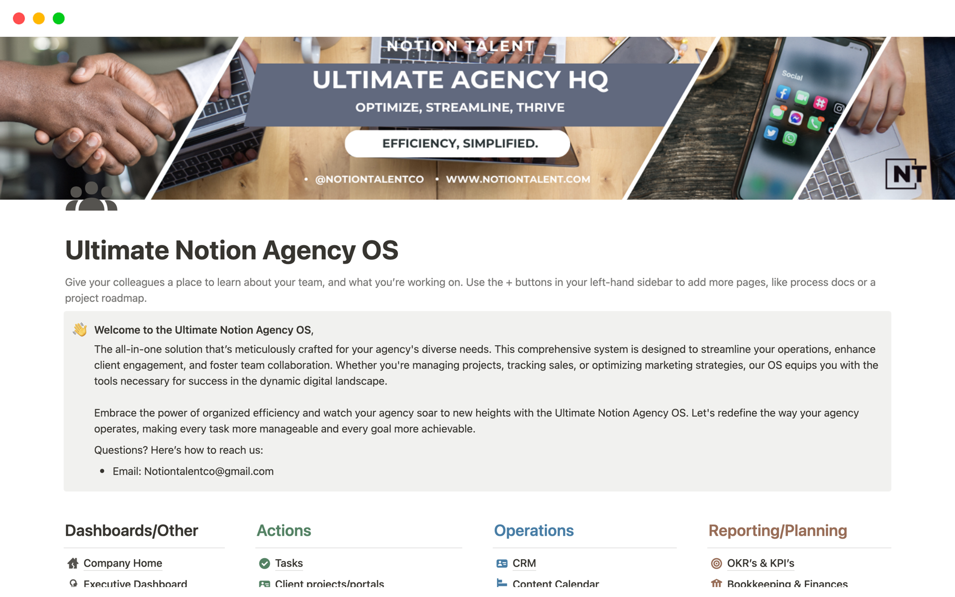 A template preview for Ultimate Agency OS