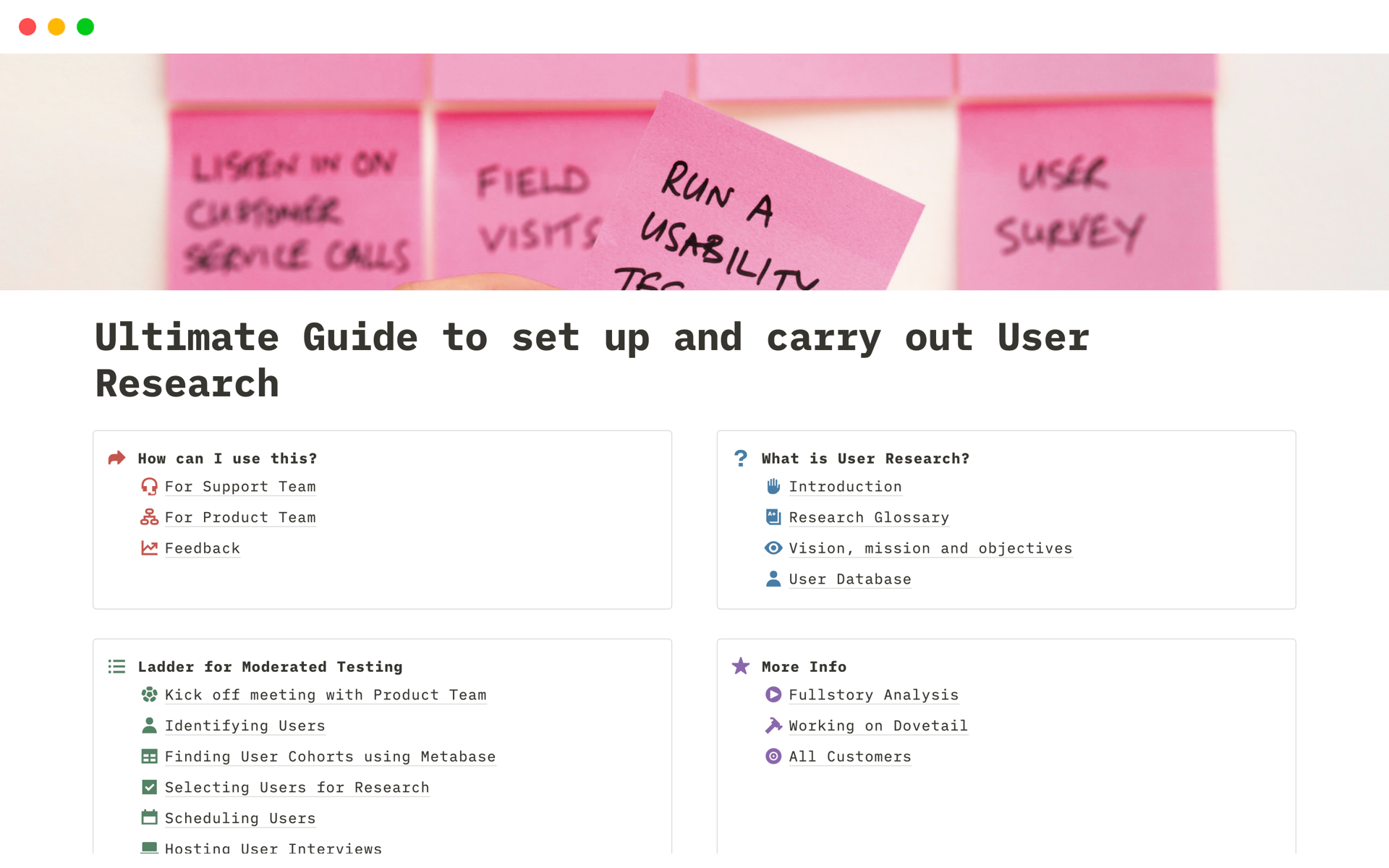 Ultimate Guide to User Research by Riya Jawandhiya Notion Template