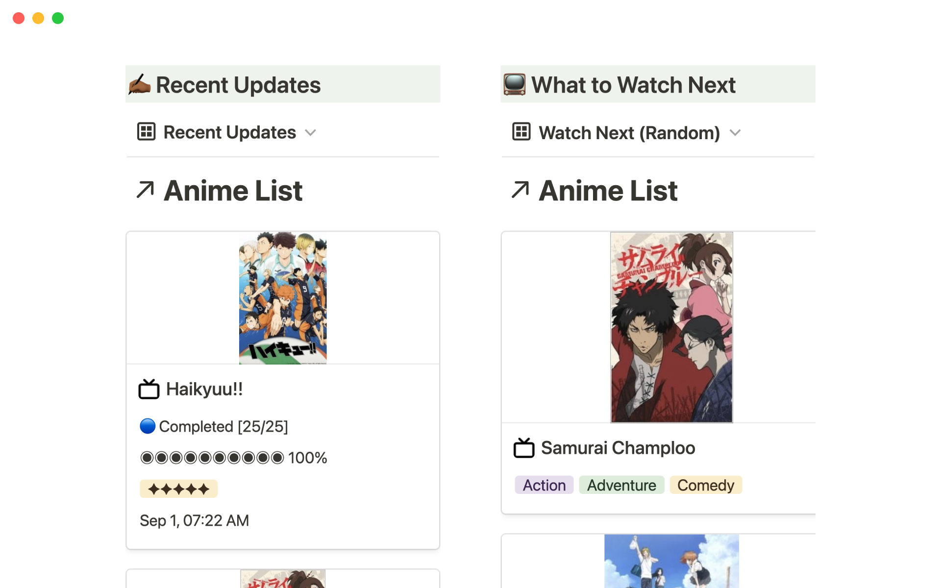 Keep track of the anime you watch by categorizing them and documenting your favorite characters.