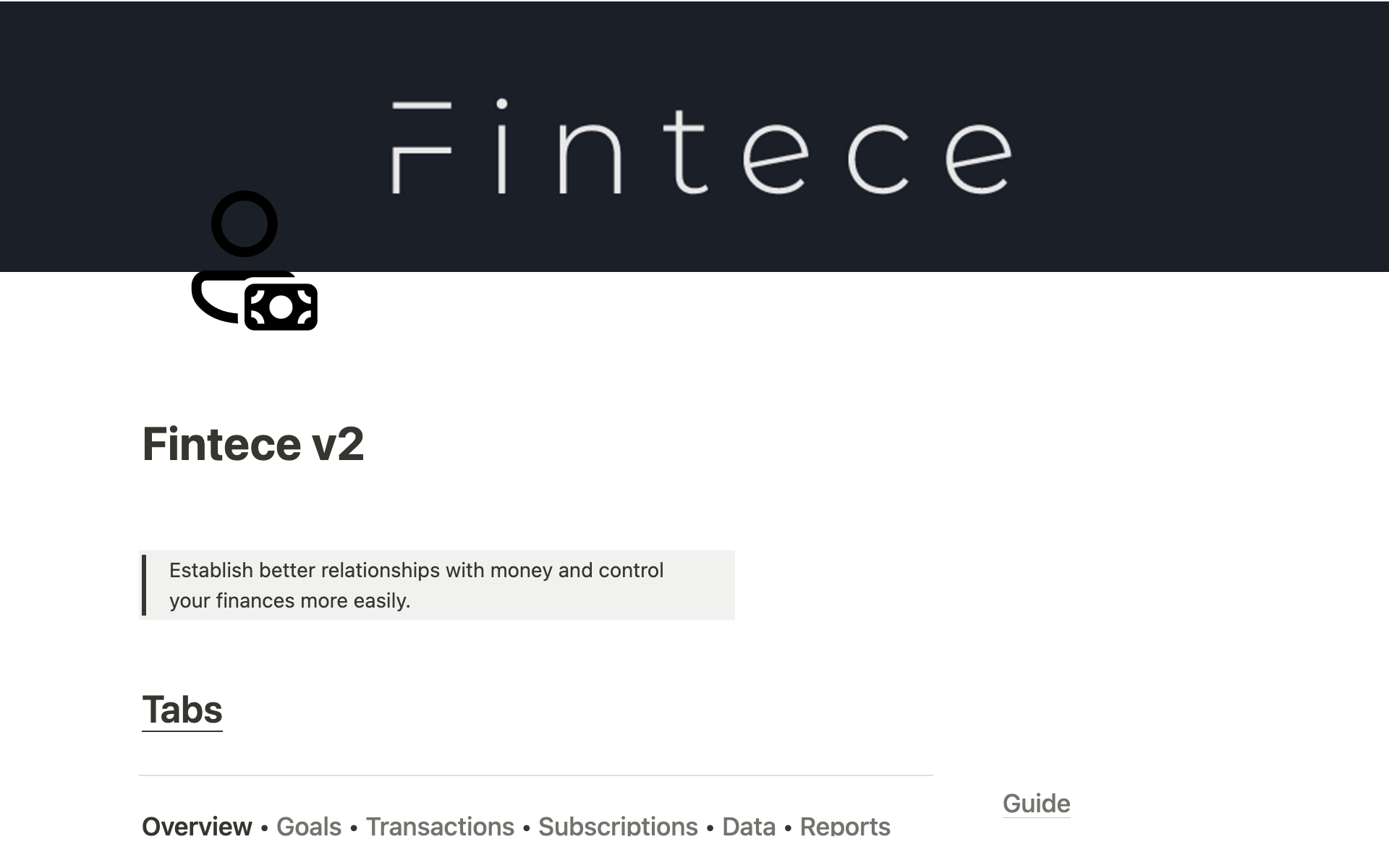 A template preview for Fintece v2