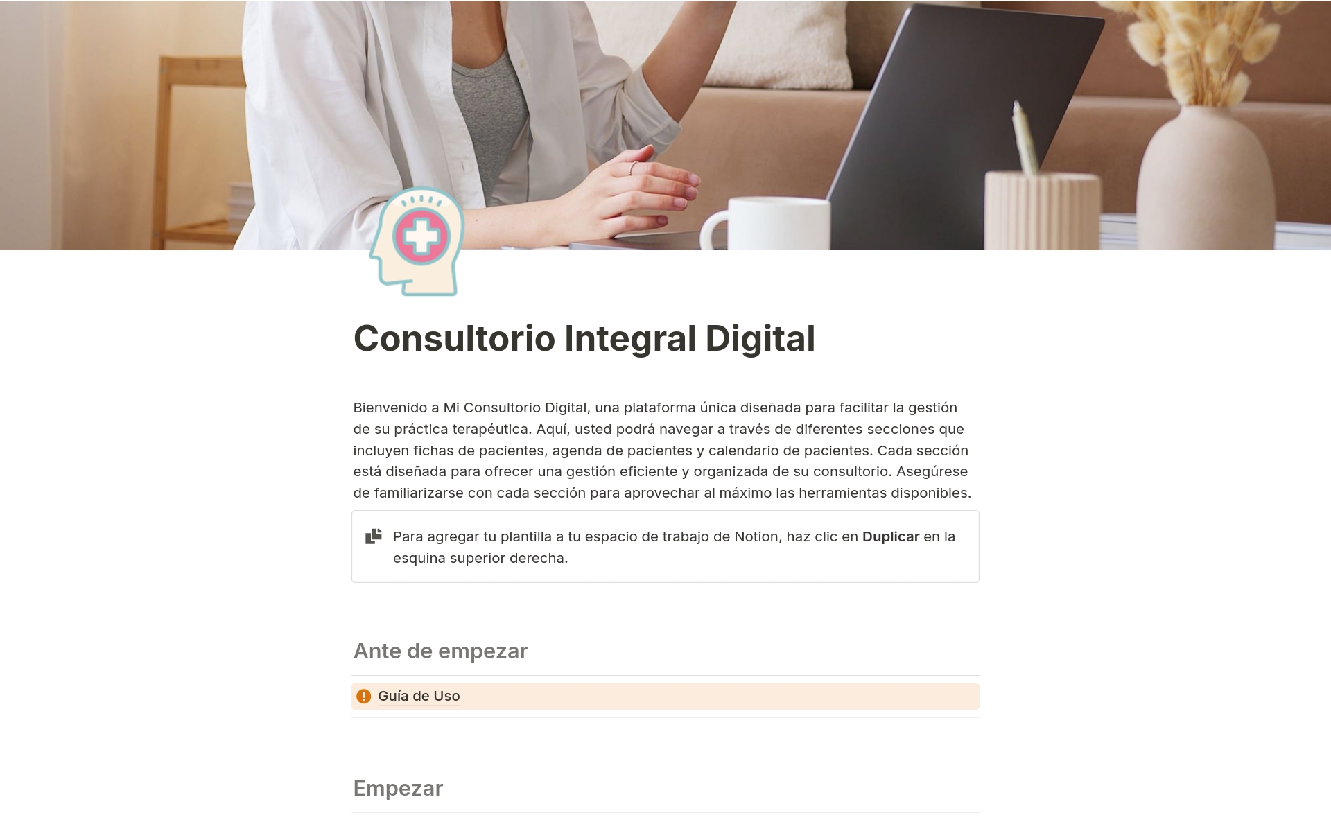 A template preview for Consultorio Integral Digital