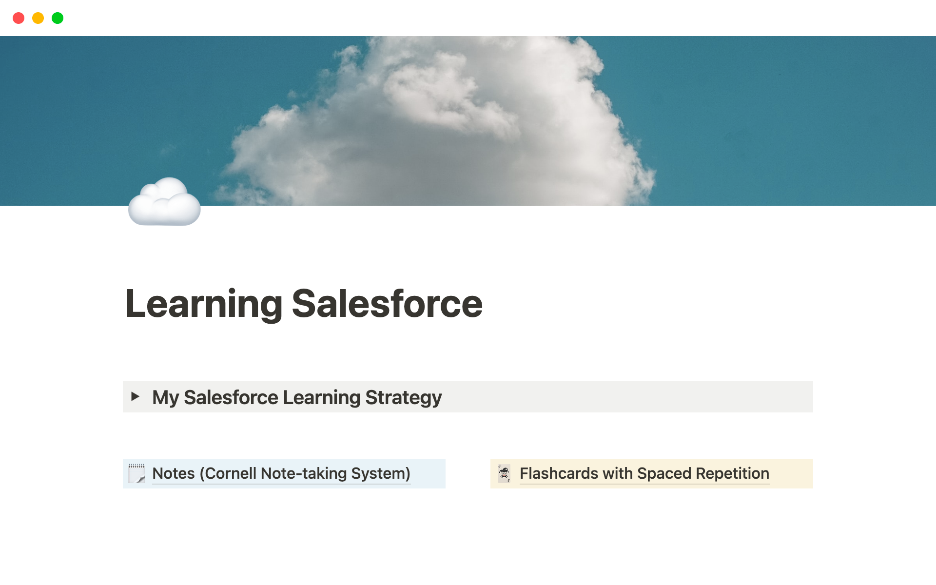 A template preview for Ultimate Salesforce Learning System