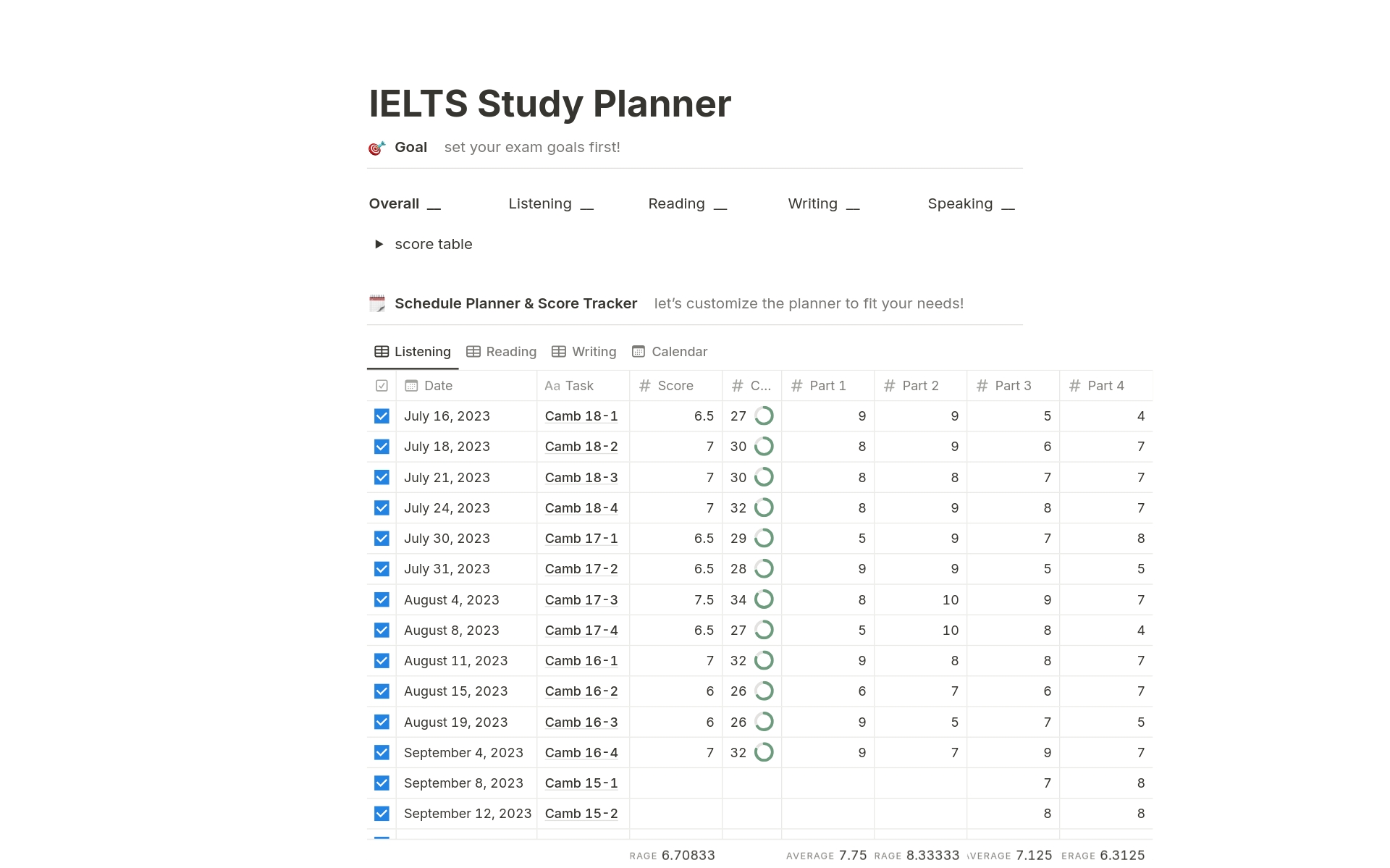 go template assignment A template preview for IELTS Study Planner