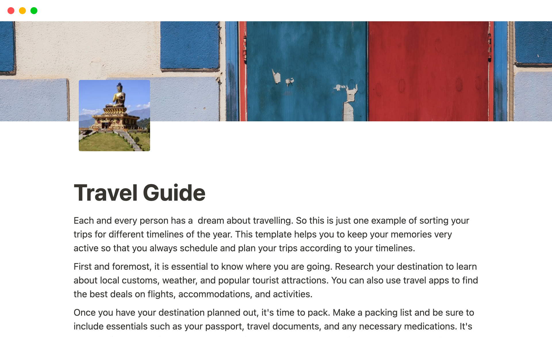 A template preview for Travel Guide