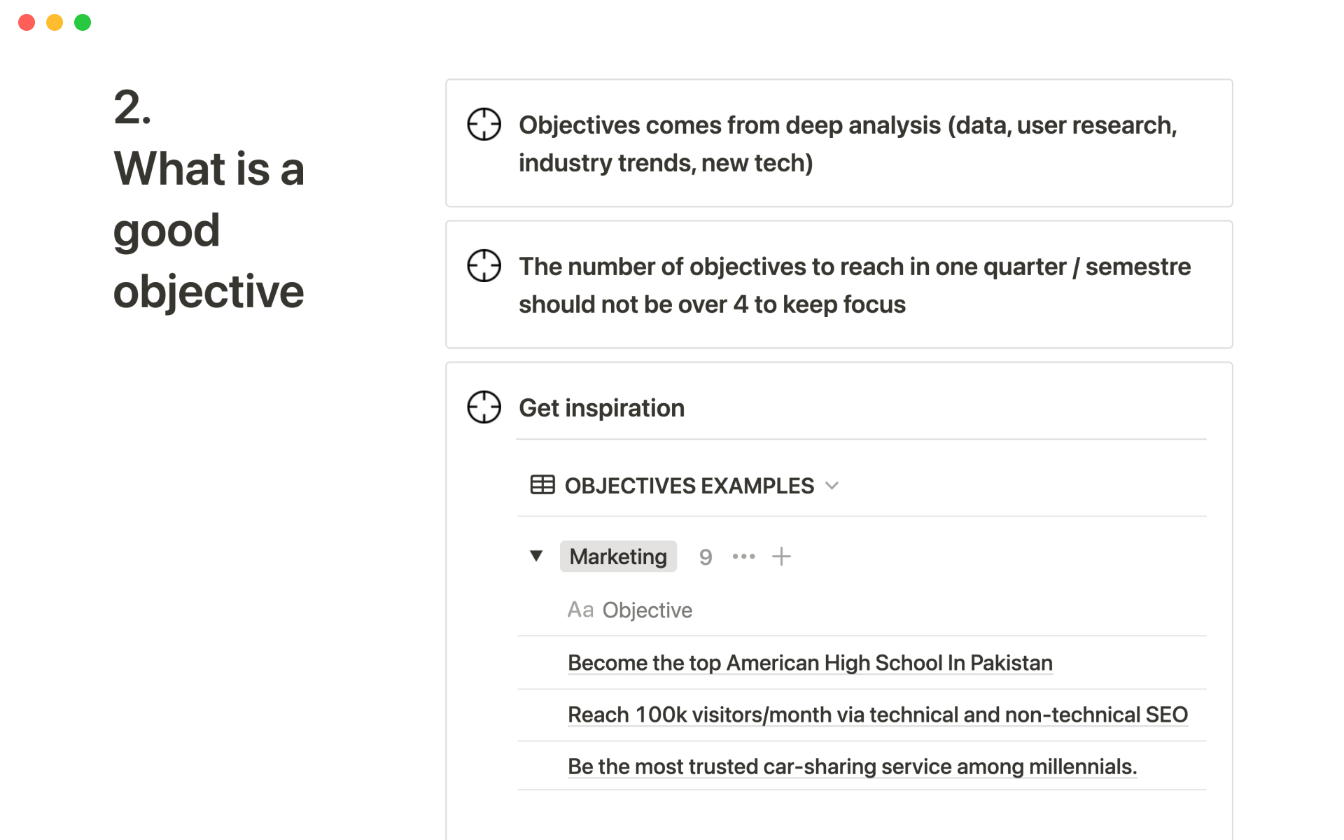 Manage your OKR and learn about the OKR system with +200 examples and tips