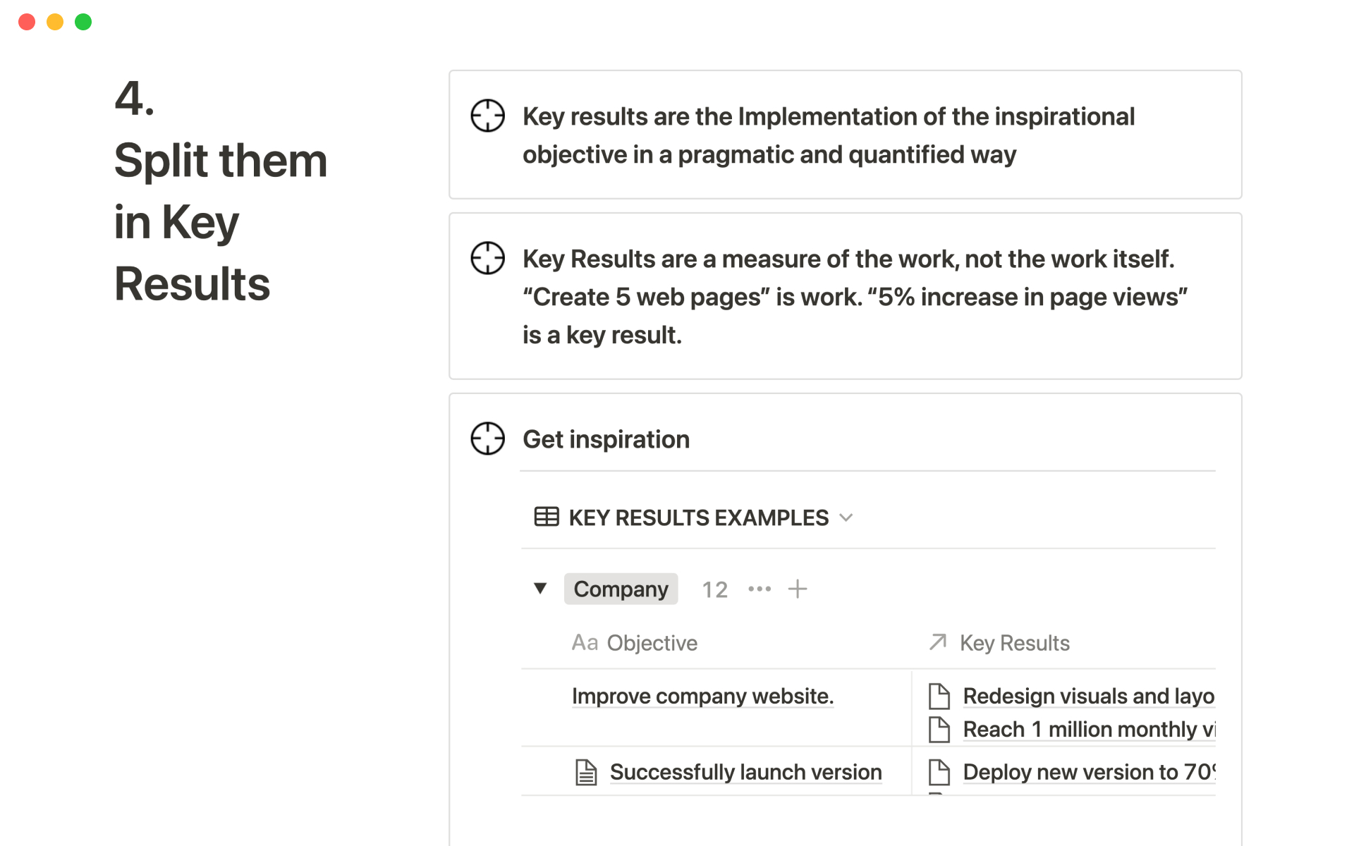 Manage your OKR and learn about the OKR system with +200 examples and tips