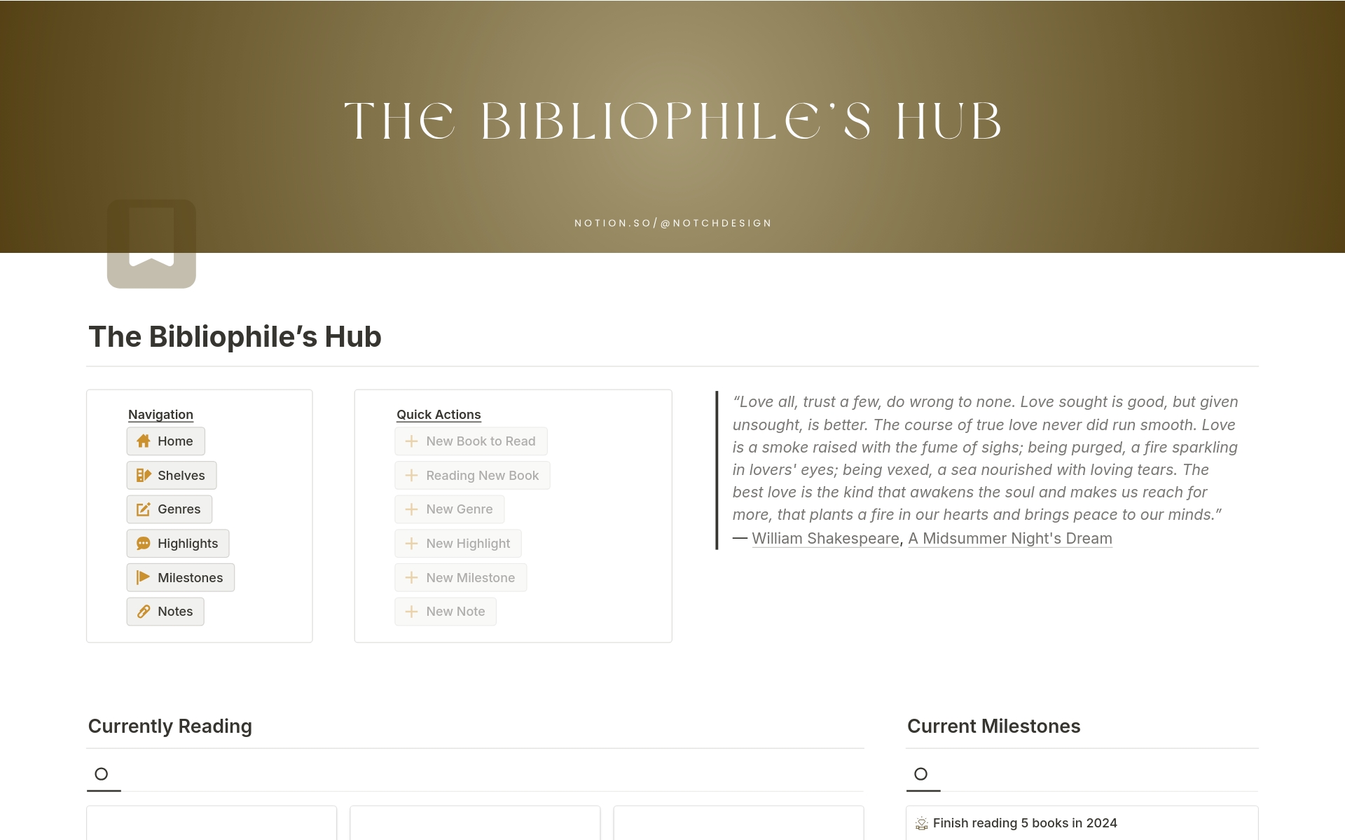 A template preview for The Bibliophile's Hub