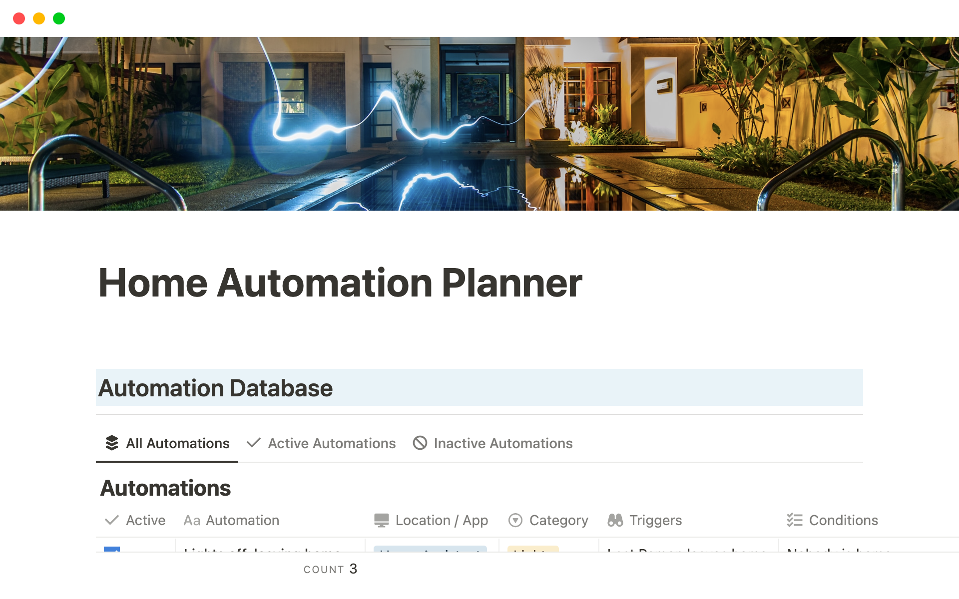 Vista previa de plantilla para Home Automation Organizer