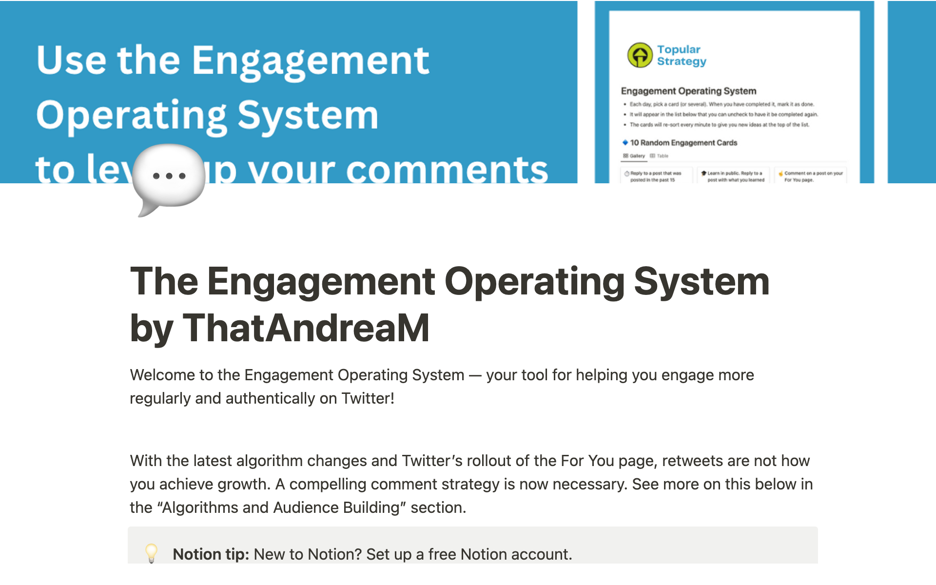 Vista previa de una plantilla para Engagement Operating System