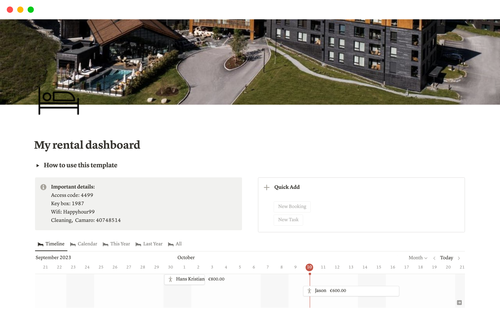 A template preview for AirBnB AptRent: Simple Rental Tool