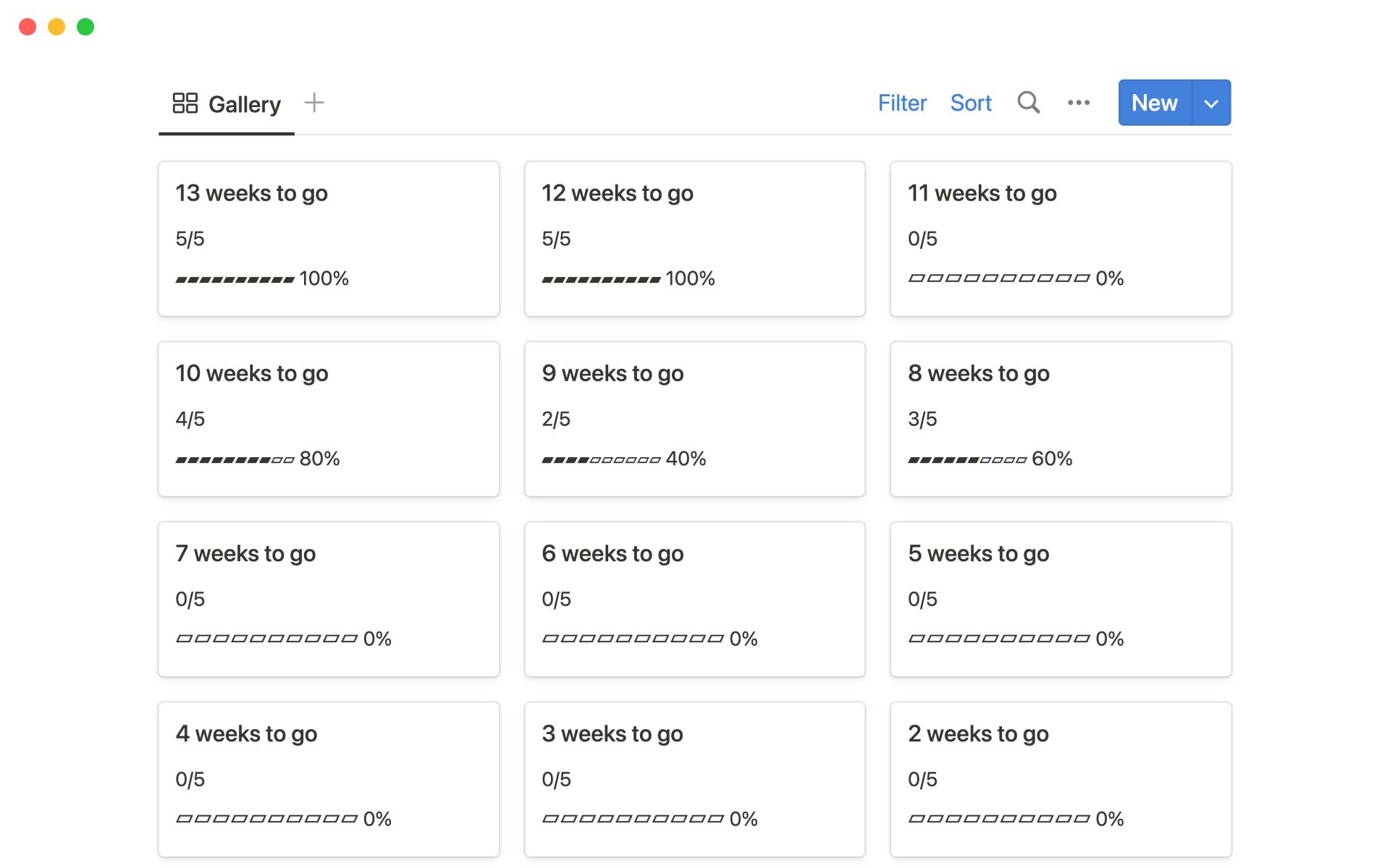 Keep track of the progress during the Nike Running Club 14 weeks half-marathon training plan.