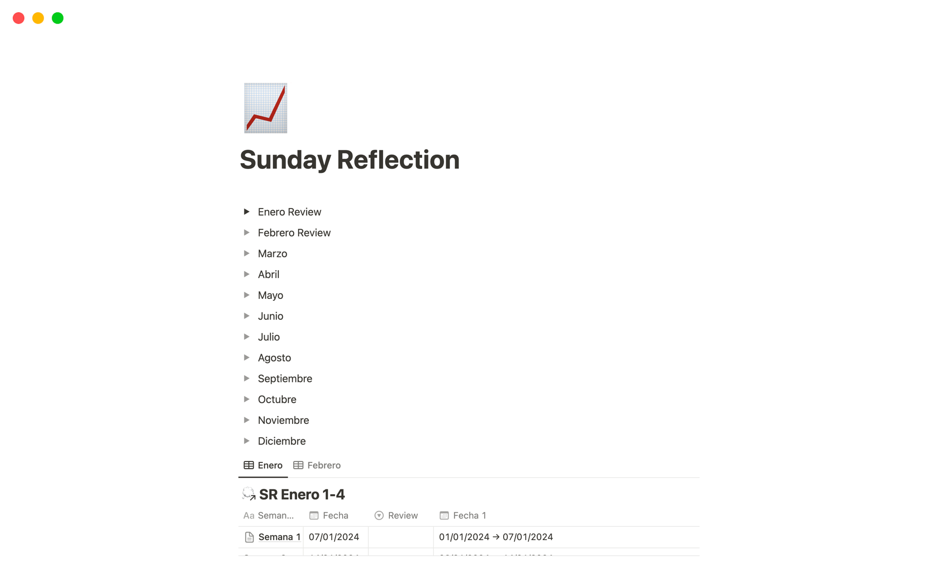 A template preview for Sunday Reflection