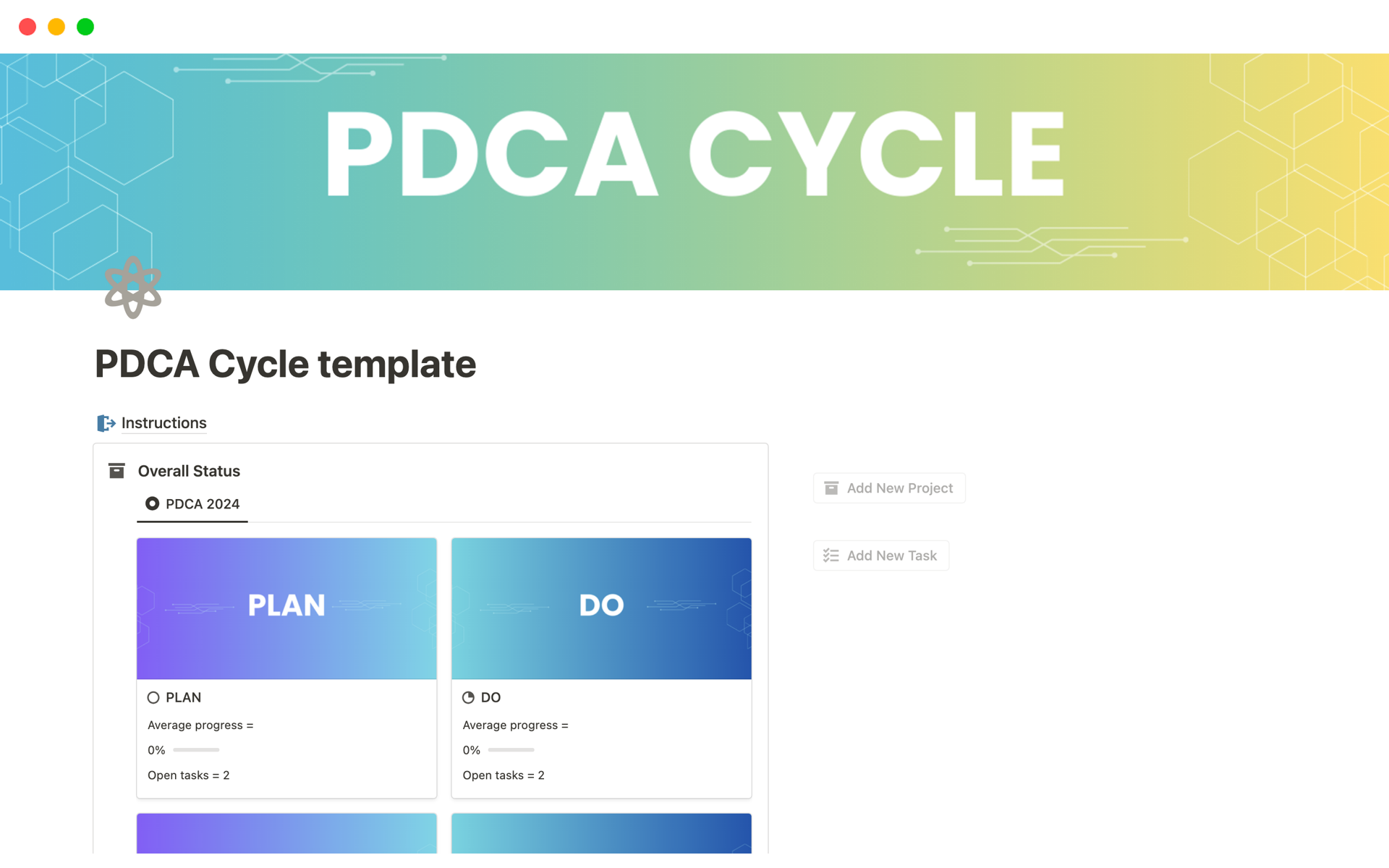A template preview for PDCA Cycle