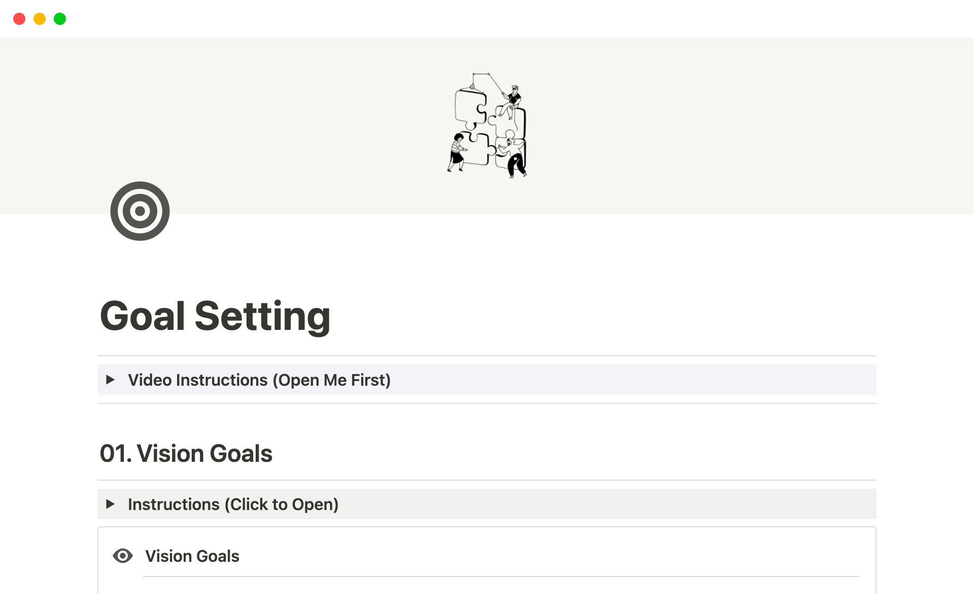 Ensure you are always workign towards your big vision and annual goals with this Notion goal-setting template.