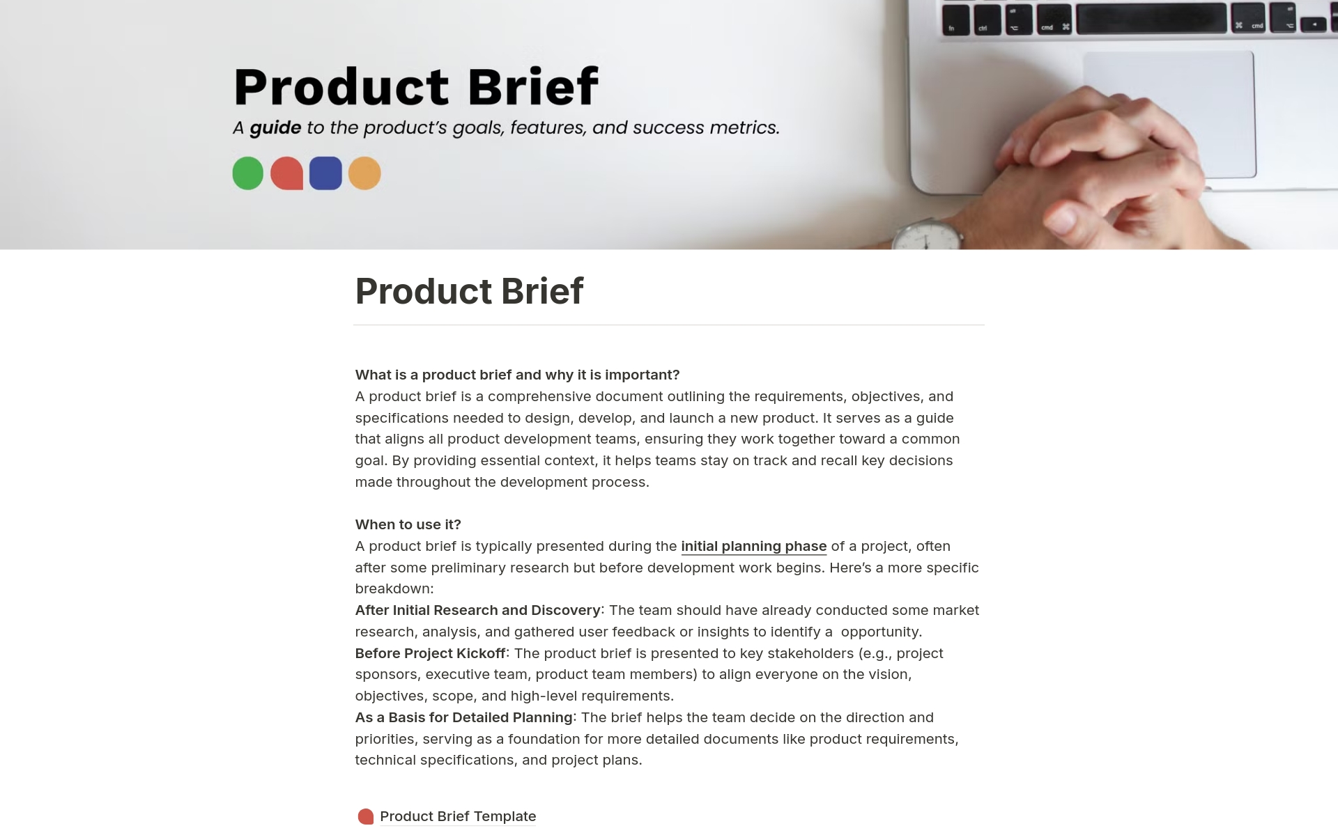 Product Brief by Tralemix Notion Template