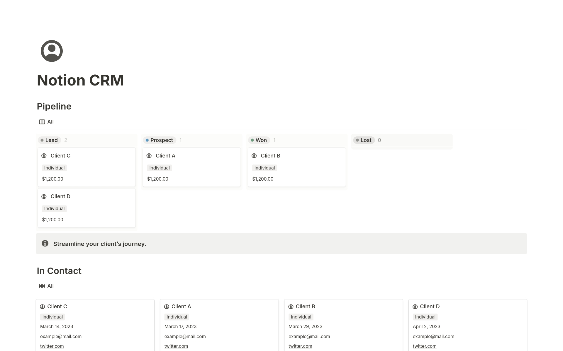 Capture, manage and streamline your leads journey in Notion
