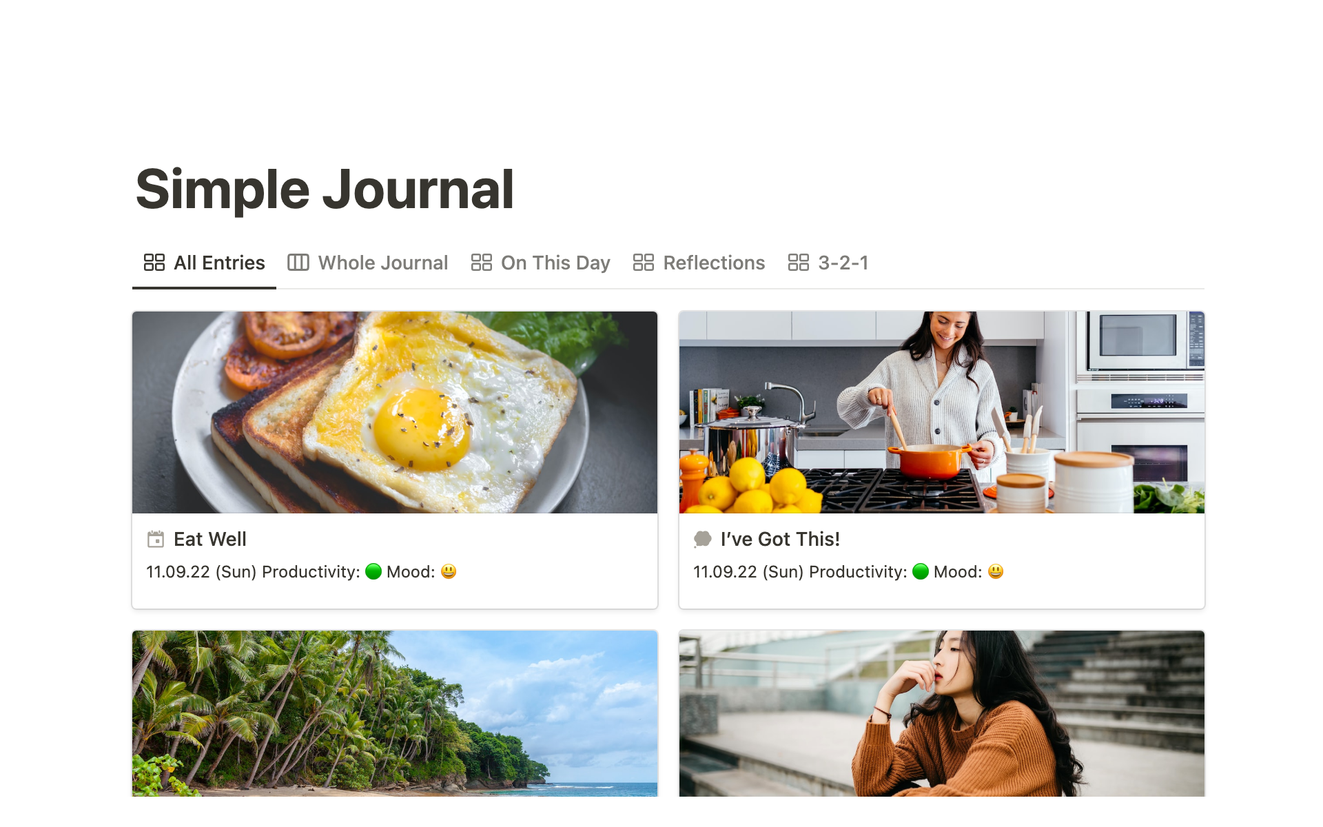 A template preview for Simple journal