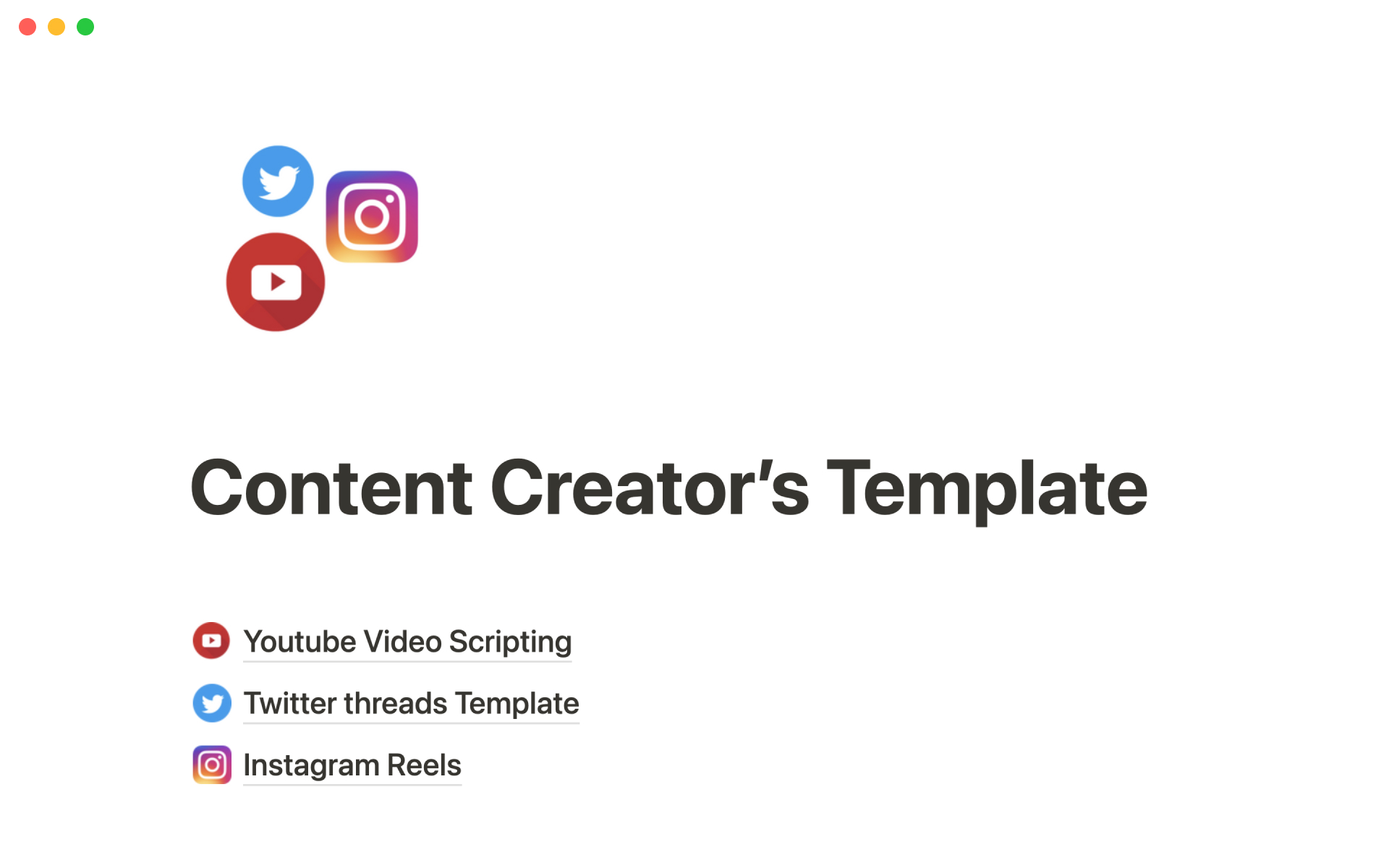 Content creator's toolkit Notion Template