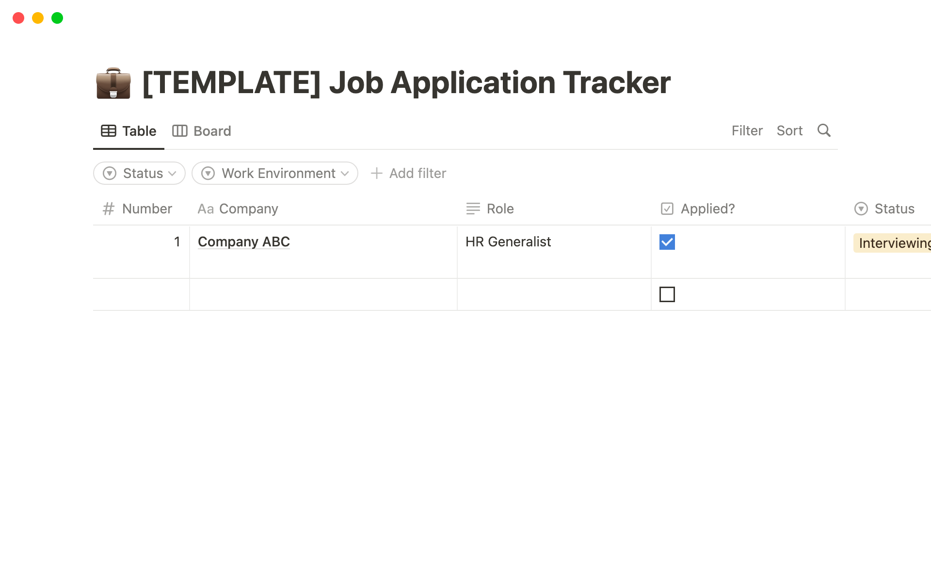 Helps you keep track of your job applications