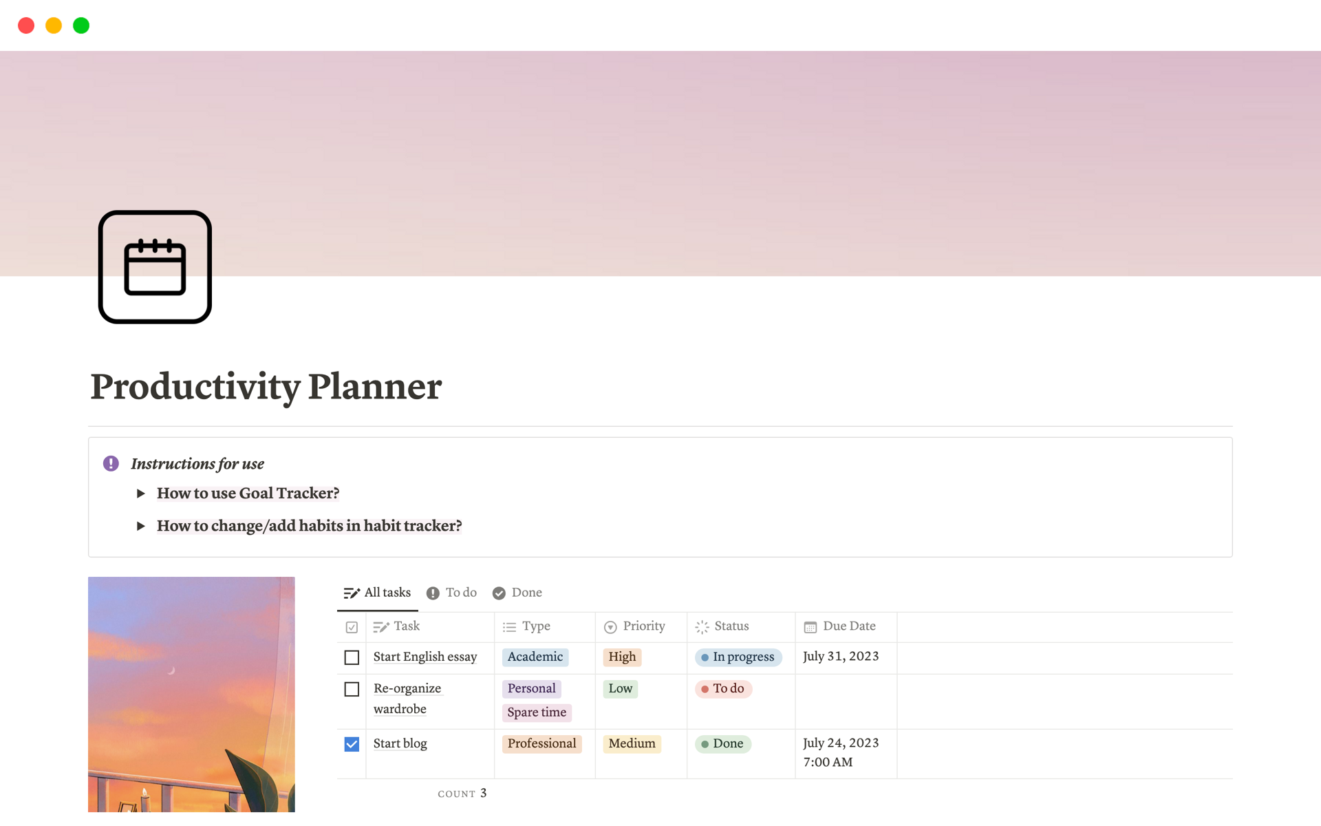 The productivity planner streamlines tasks, goals, and schedules in one organized space, enhancing efficiency by promoting clear planning, focused work, and effective time management. 