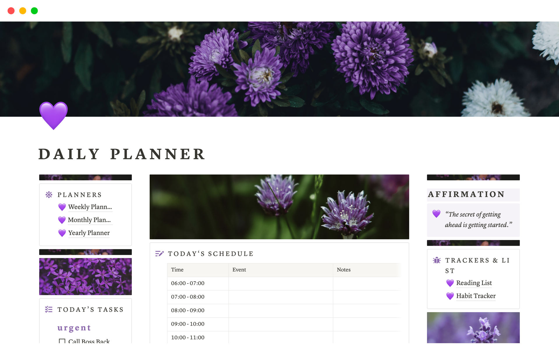 Daily Planner Notion Template
