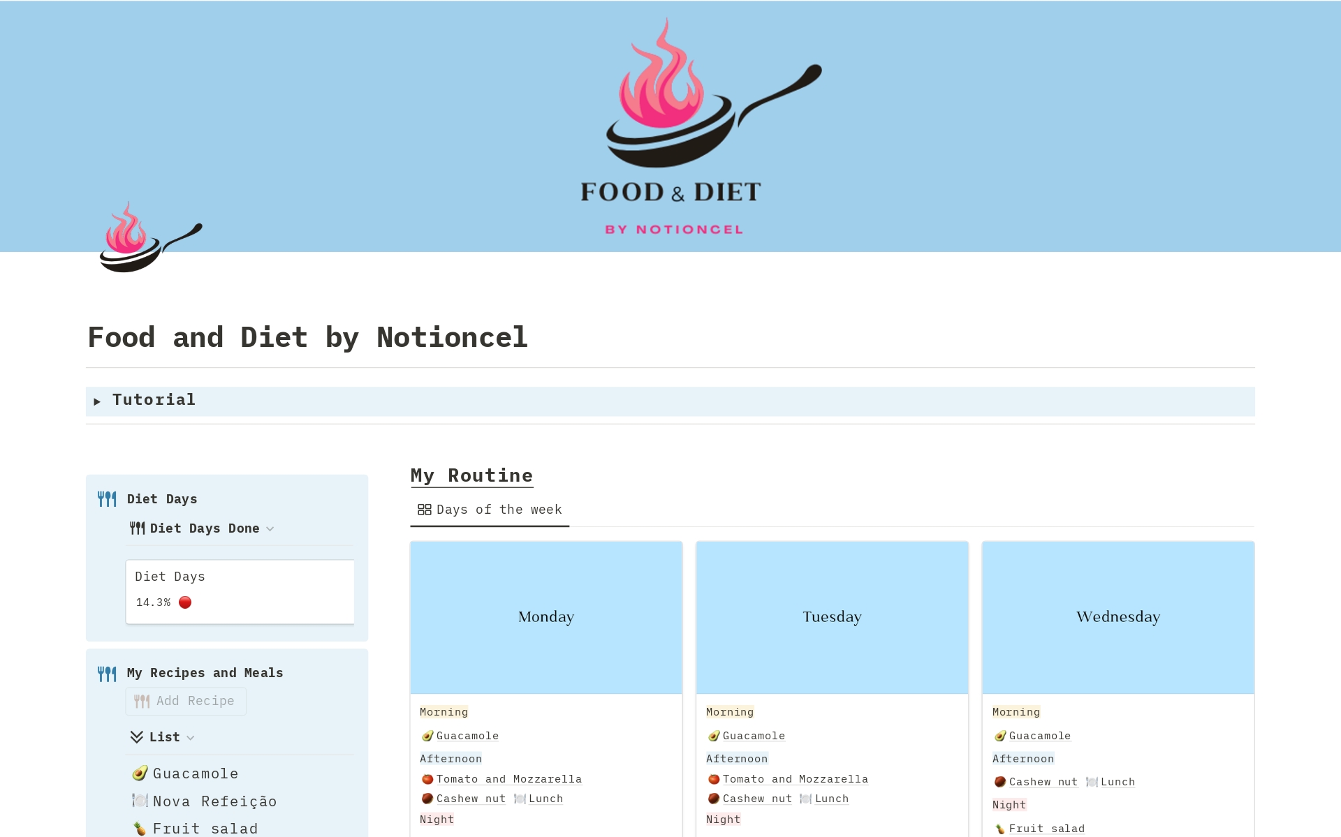 A template preview for Food and Diet by Notioncel