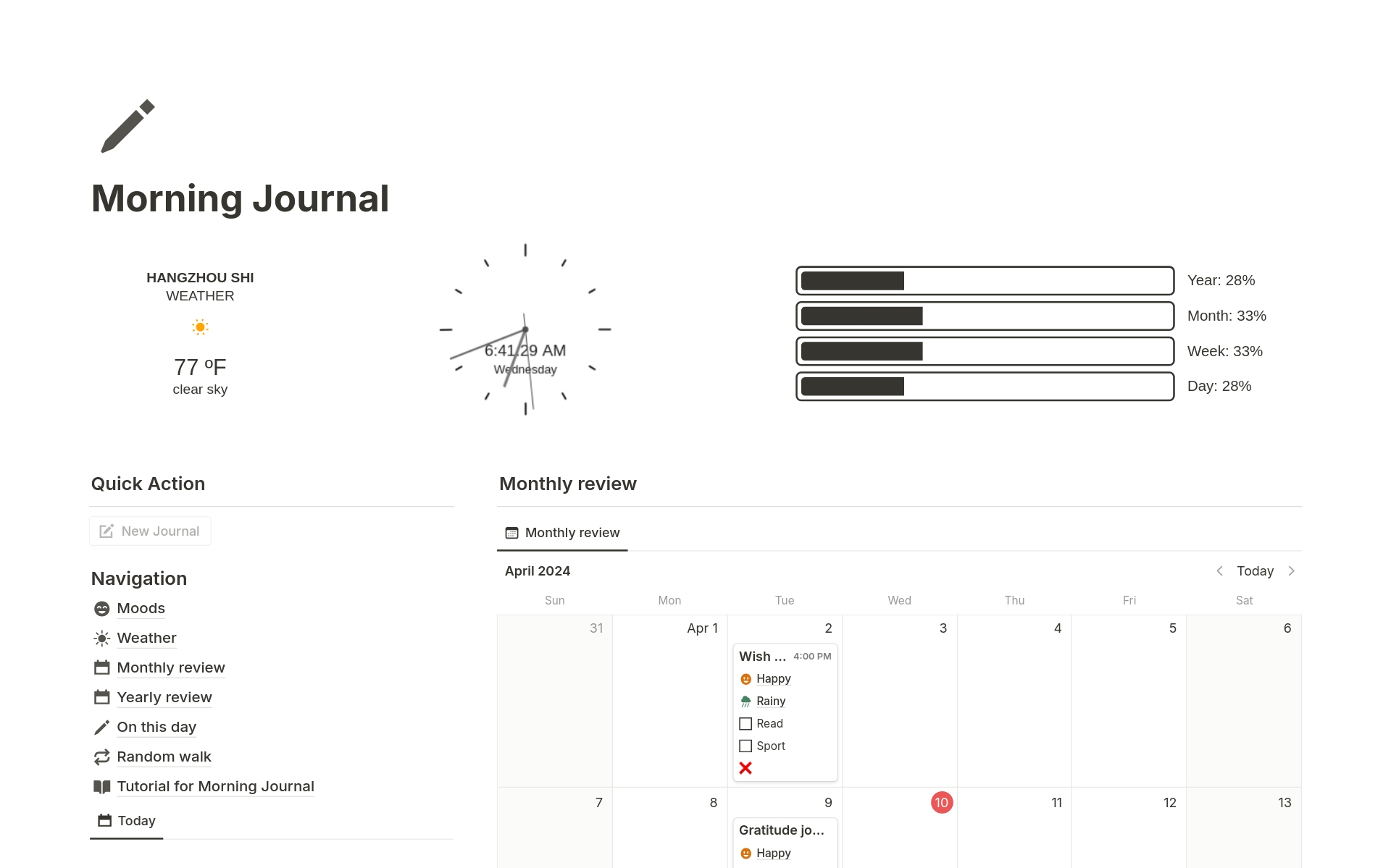 Morning Journal Template By Kristen Notion Marketplace