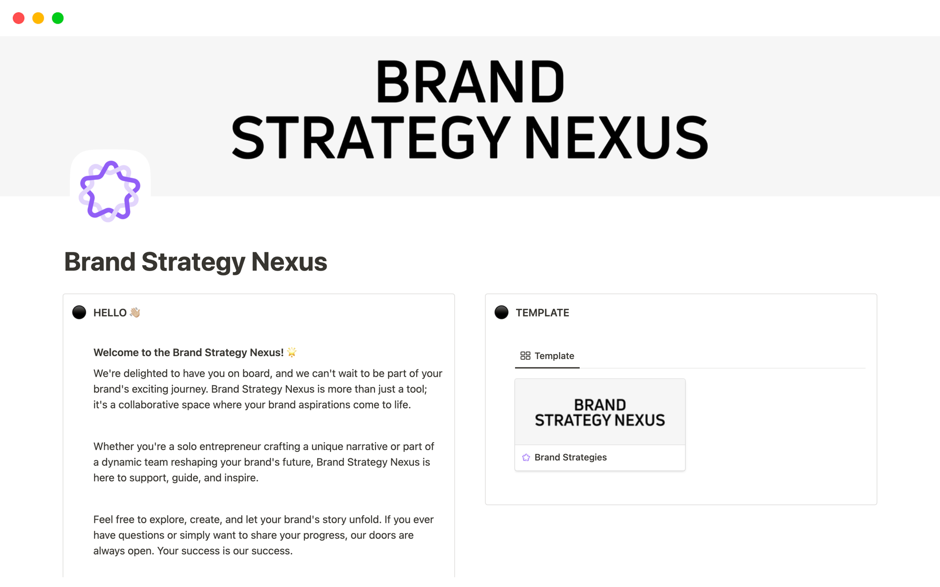 Eine Vorlagenvorschau für Brand Strategy Nexus (Brand Strategy & Branding)