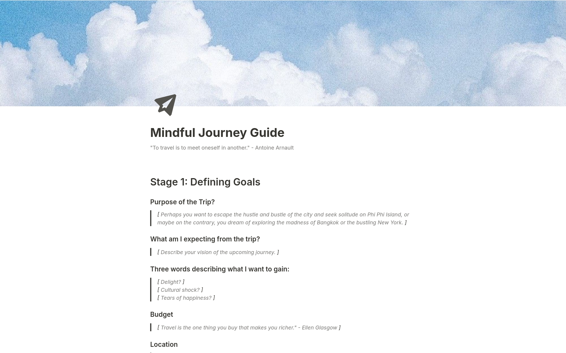 A template preview for Mindful Journey Guide
