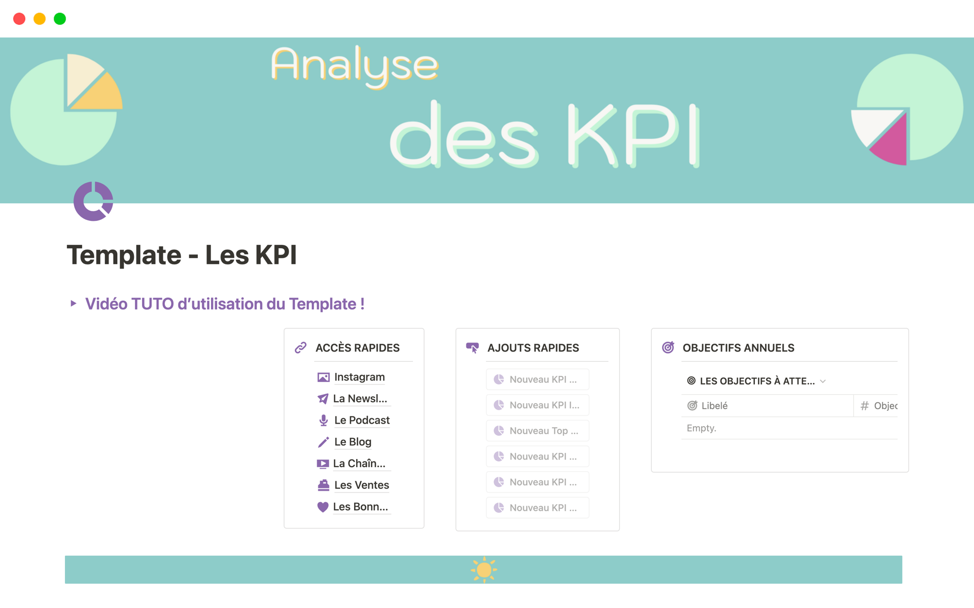 A template preview for Template - Les KPI
