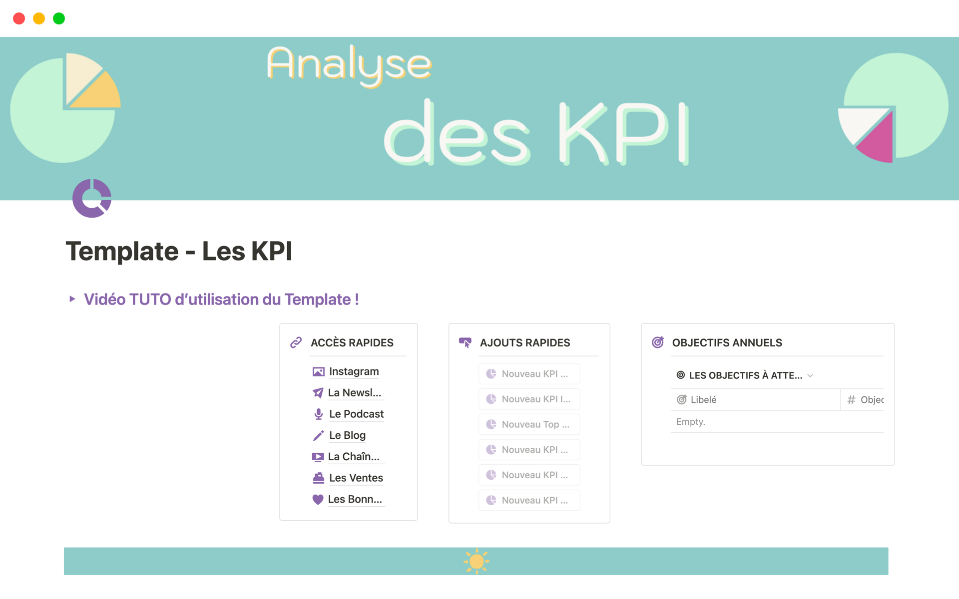 Aperçu du modèle de Template - Les KPI