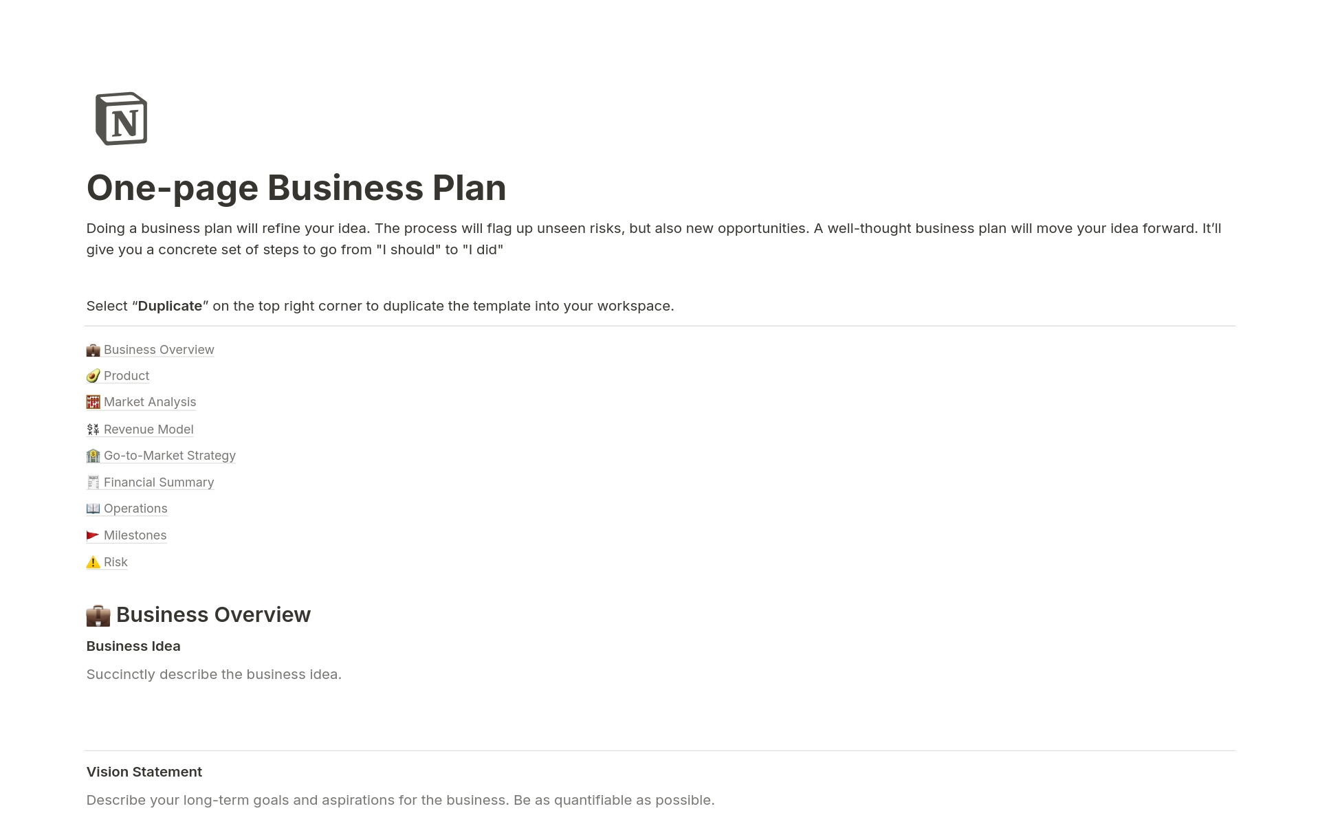 Move your idea forward with our business plan template | Update investors with ease