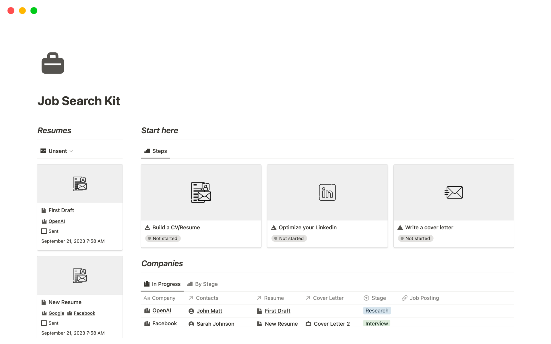 Job Search Kit Template | Notion Marketplace