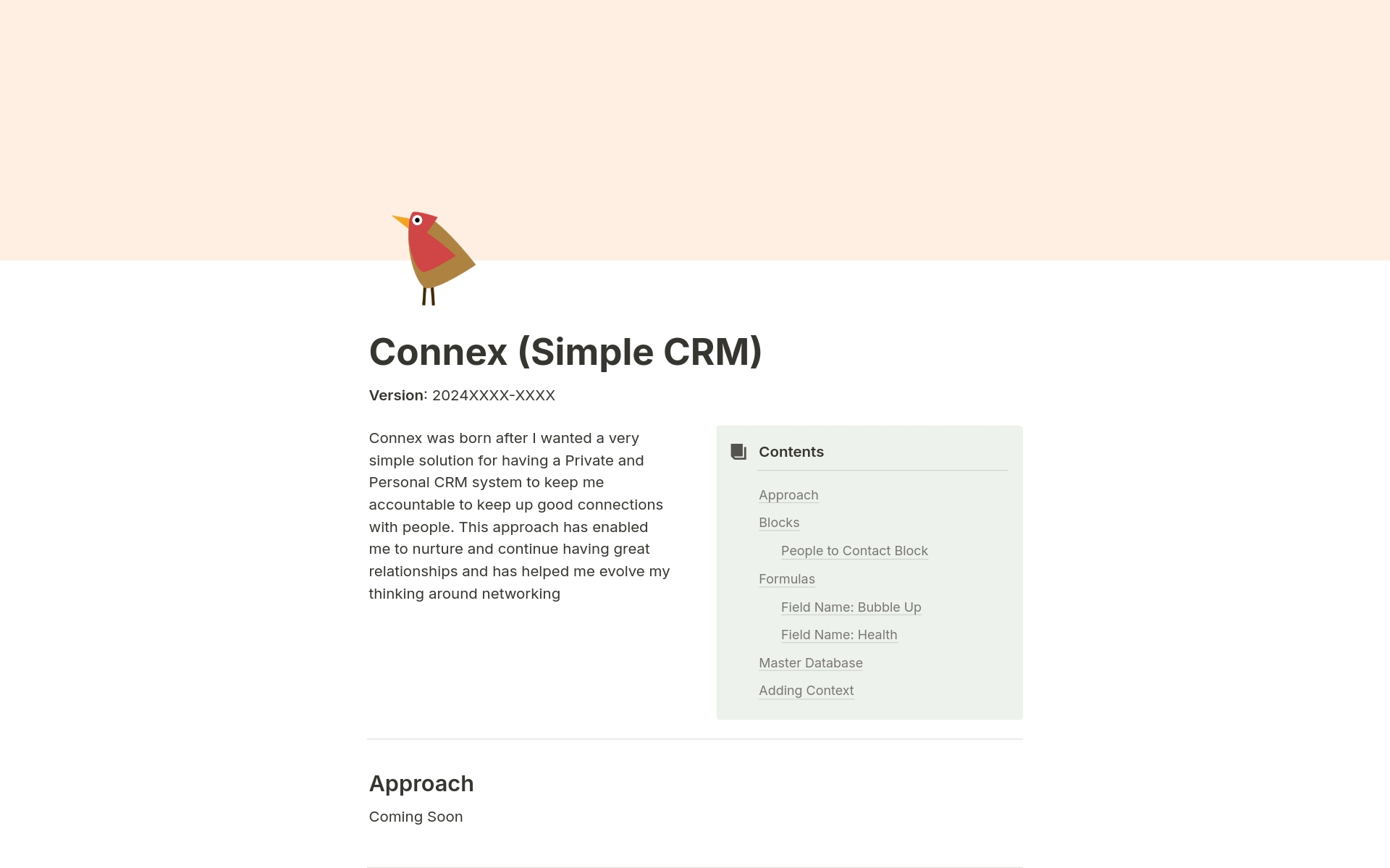 A template preview for Connex (Simple CRM)