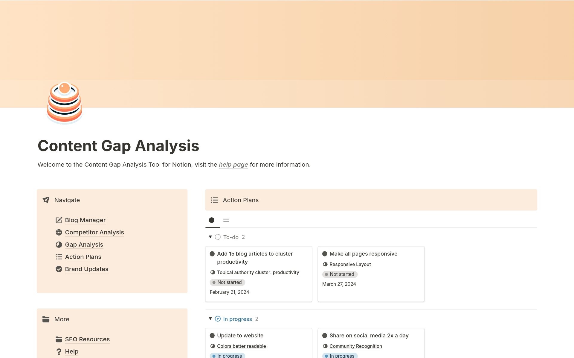 Organize your competitor research with the Content Gap Analysis.