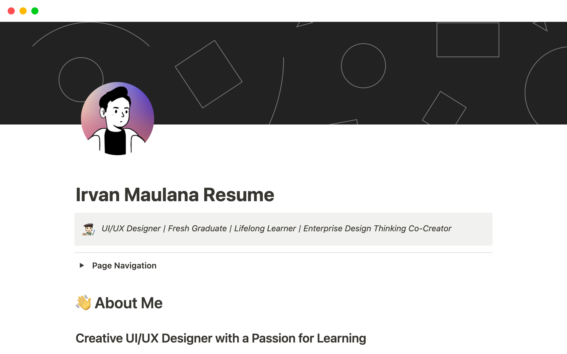 Aperçu du modèle de Resume UI/UX Designer