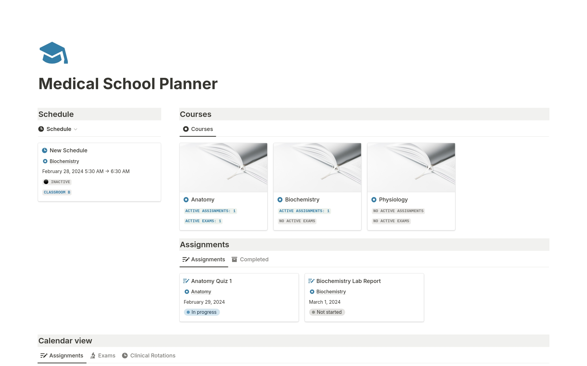 Medical School Planner Notion Template Medical School Planner Notion Template