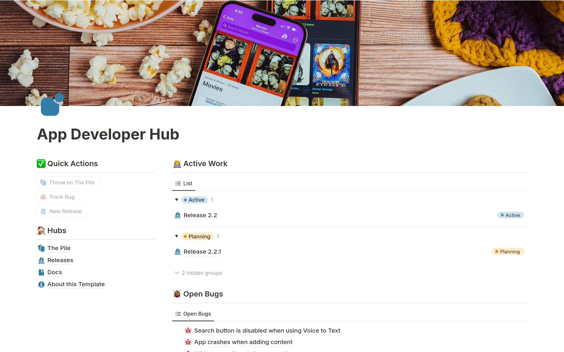 A template preview for App Developer Hub