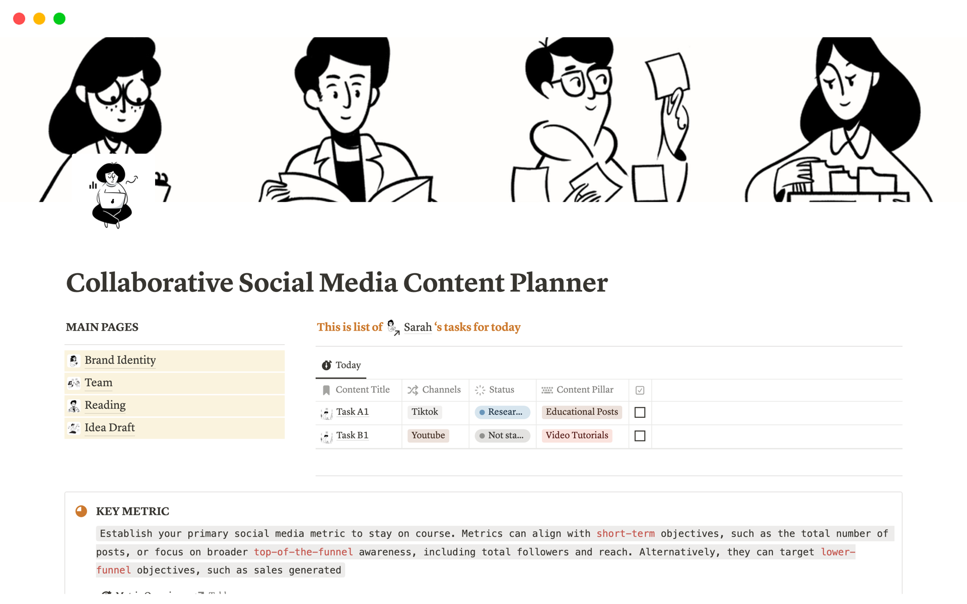 A template preview for Collaborative Social Media Content Planner
