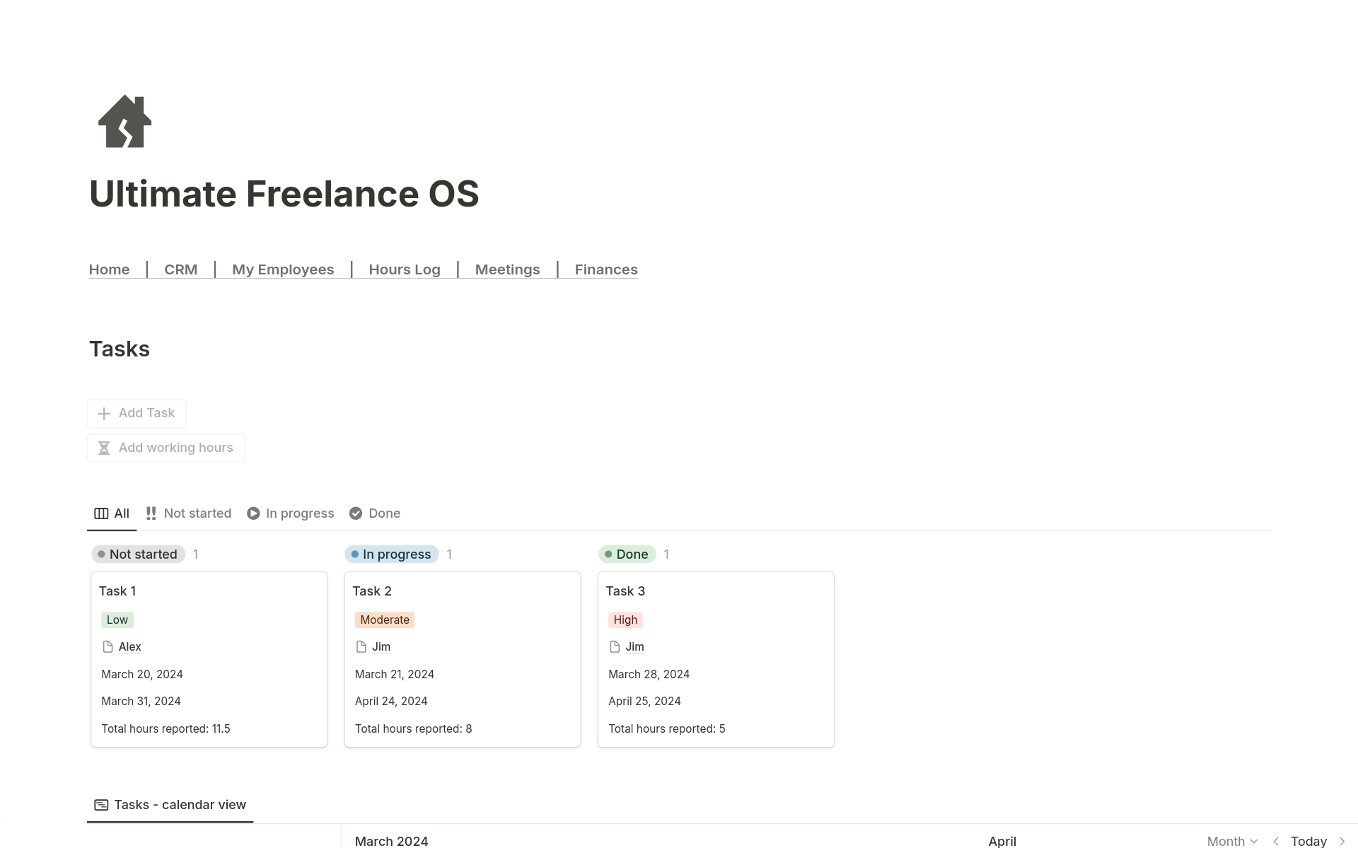 A template preview for Ultimate Freelance OS