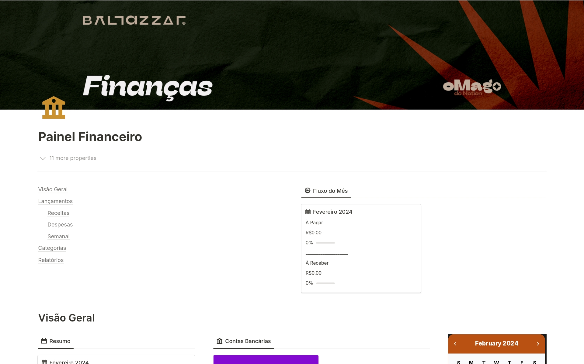 Painel Financeiro Notion Template