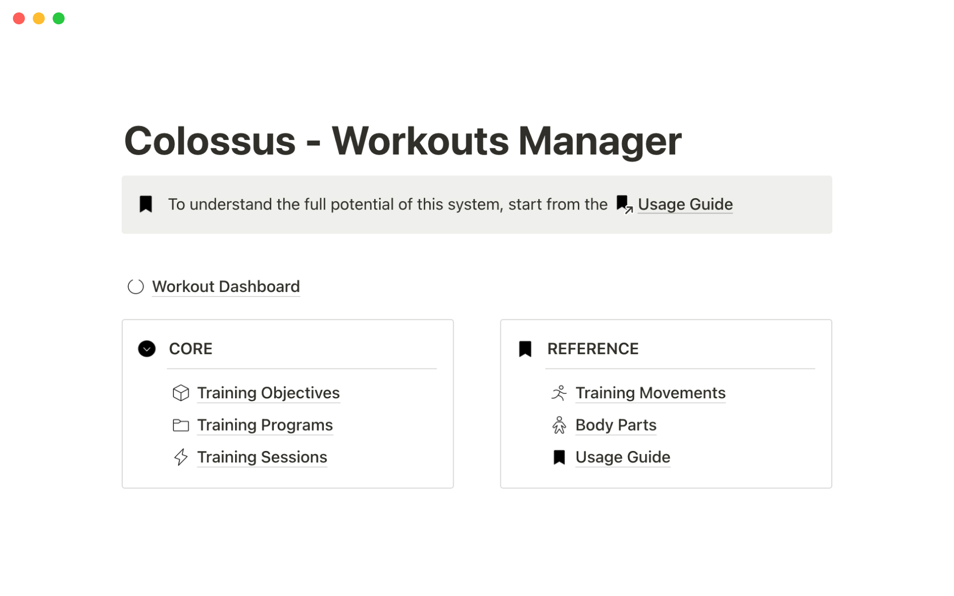 A template preview for Advanced workout planner