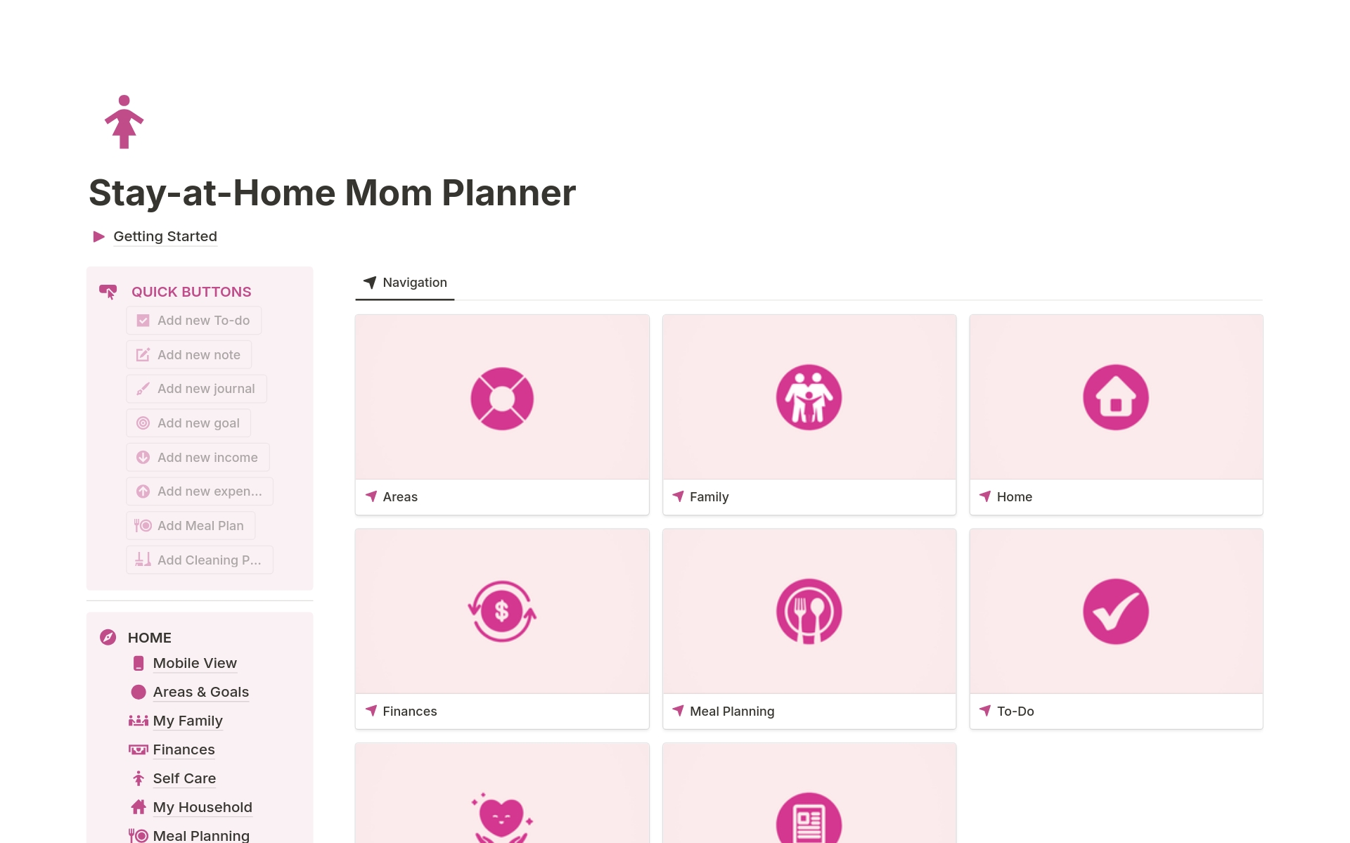 Introducing our comprehensive Stay-at-Home Mom Planner Notion Template – the ultimate tool for streamlining your daily life and fostering family harmony. This all-in-one solution combines essential features to simplify family management, household organization, financial tracking
