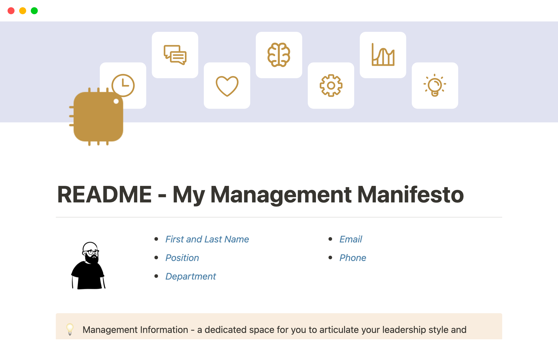 A template preview for README - My Management Manifesto