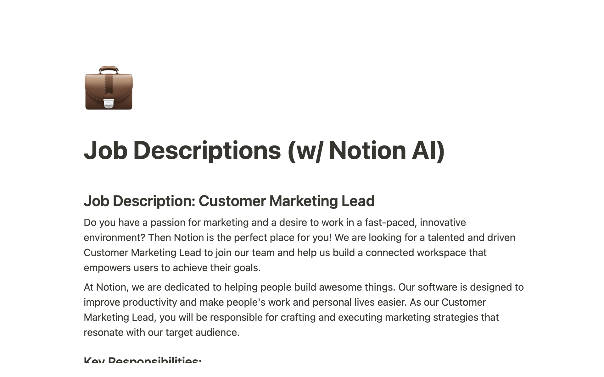 Finding your dream candidate starts with the perfect job description. Craft beautifully written descriptions based on your notes with Notion AI. 