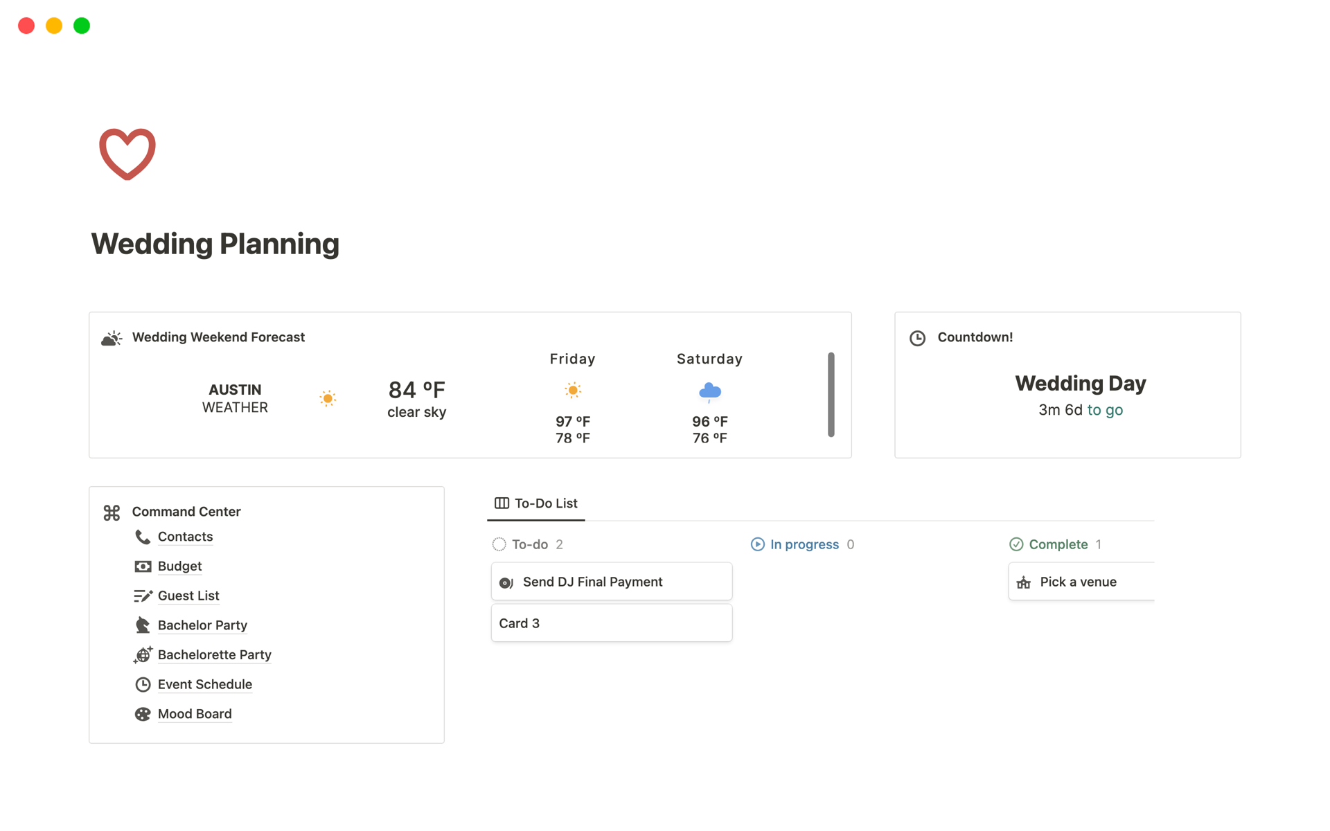 Vista previa de plantilla para Virtual Wedding Planner