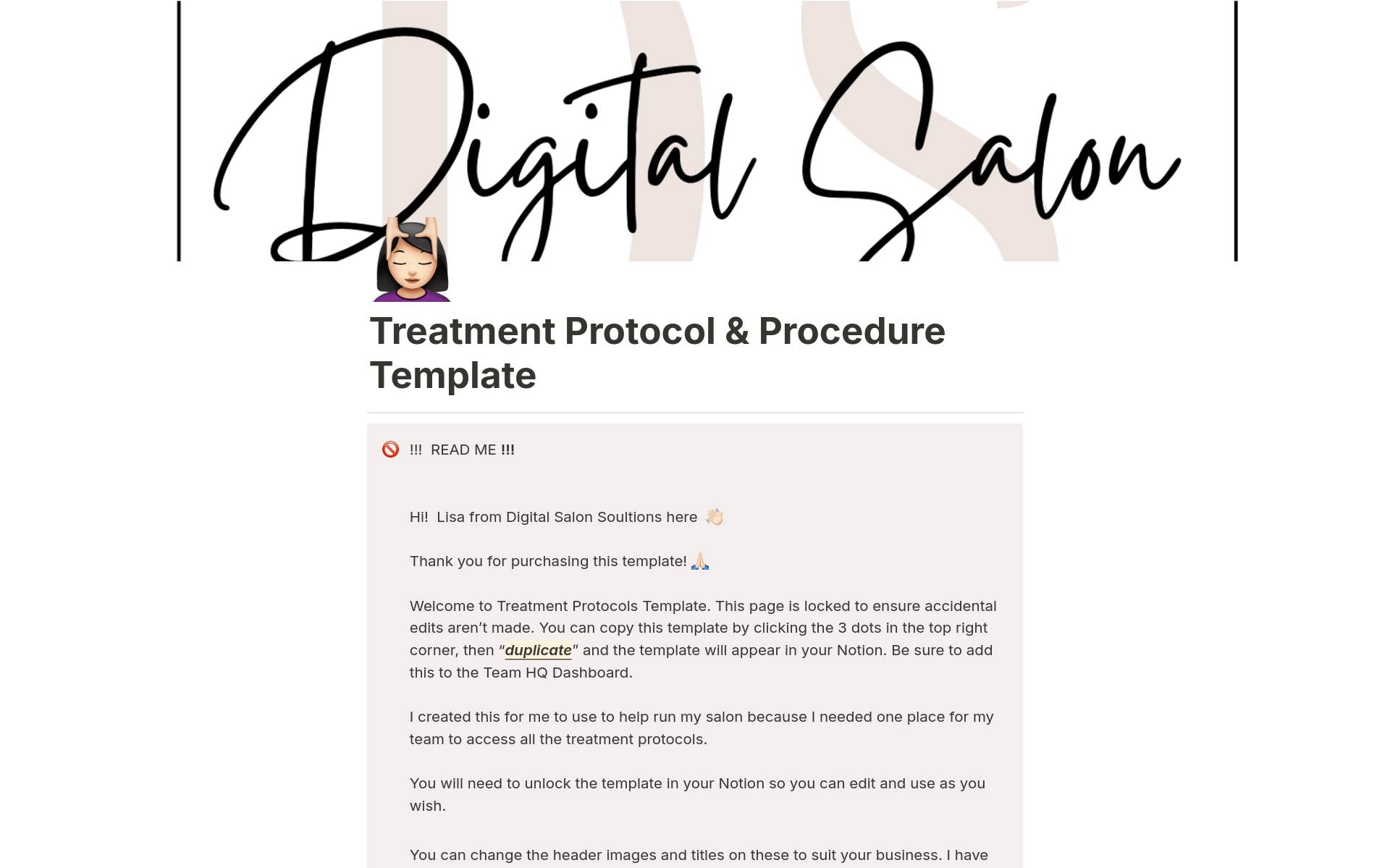 A template preview for Treatment Protocol & Procedure Template