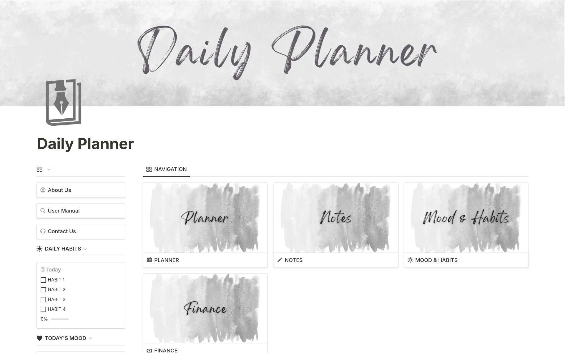 Vista previa de una plantilla para Daily Planner