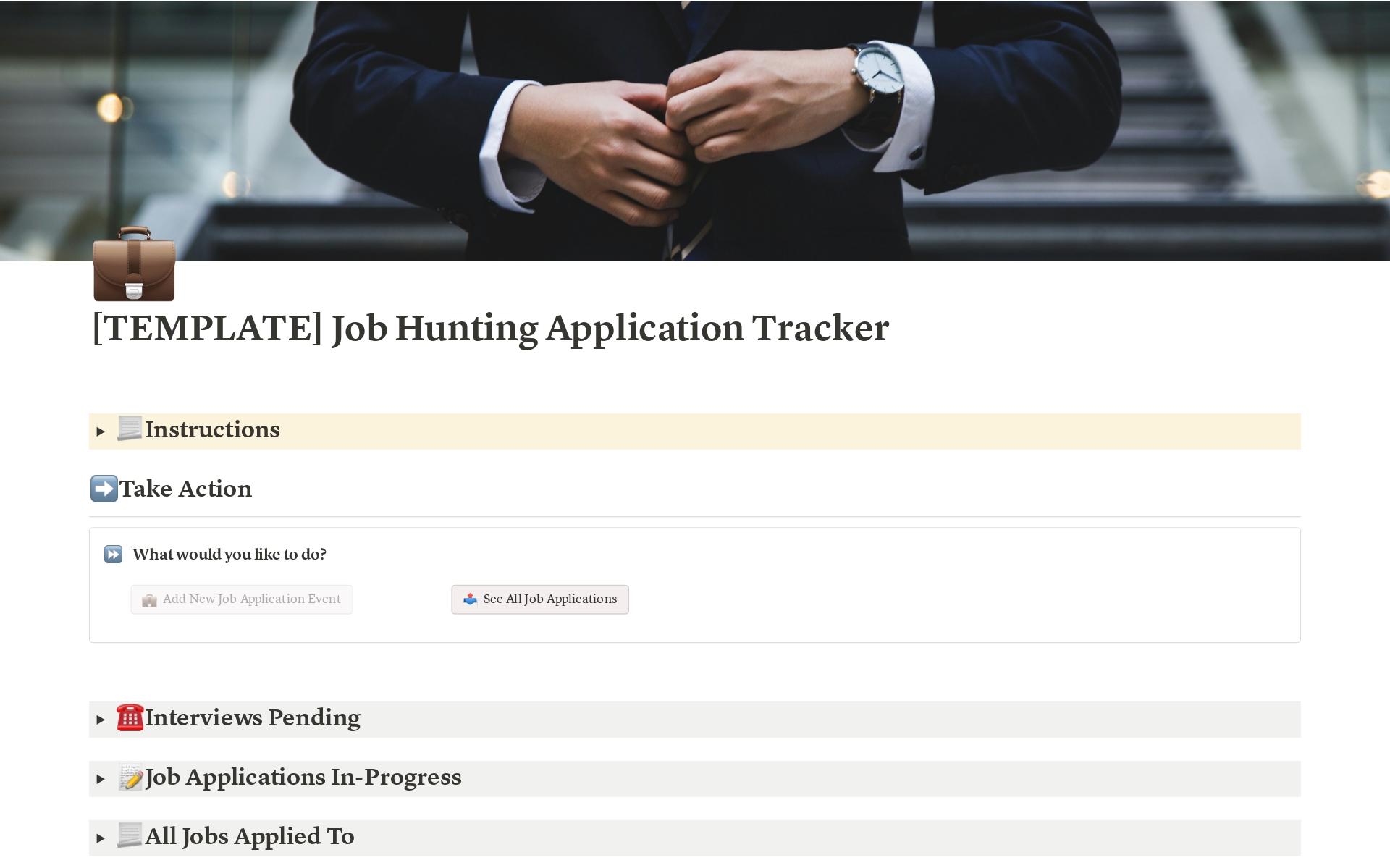 A template preview for Job Hunting and Application Tracker