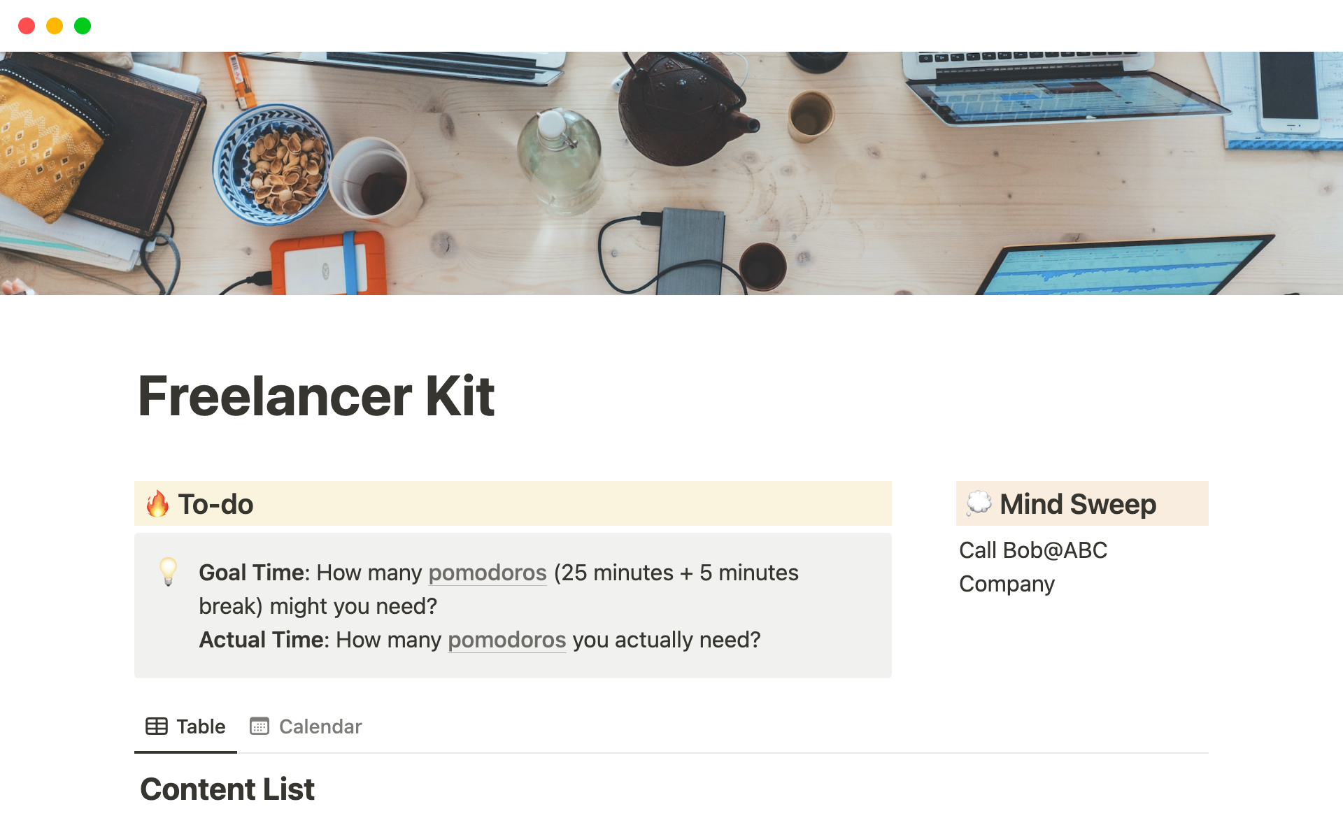 Freelancer Kitのテンプレートのプレビュー